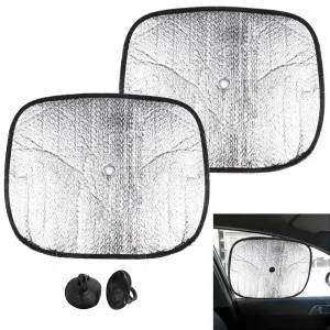 2 Pc Auto Car Sunshade Foldable Metallic Sun Visor Shade Shield Reflective Truck