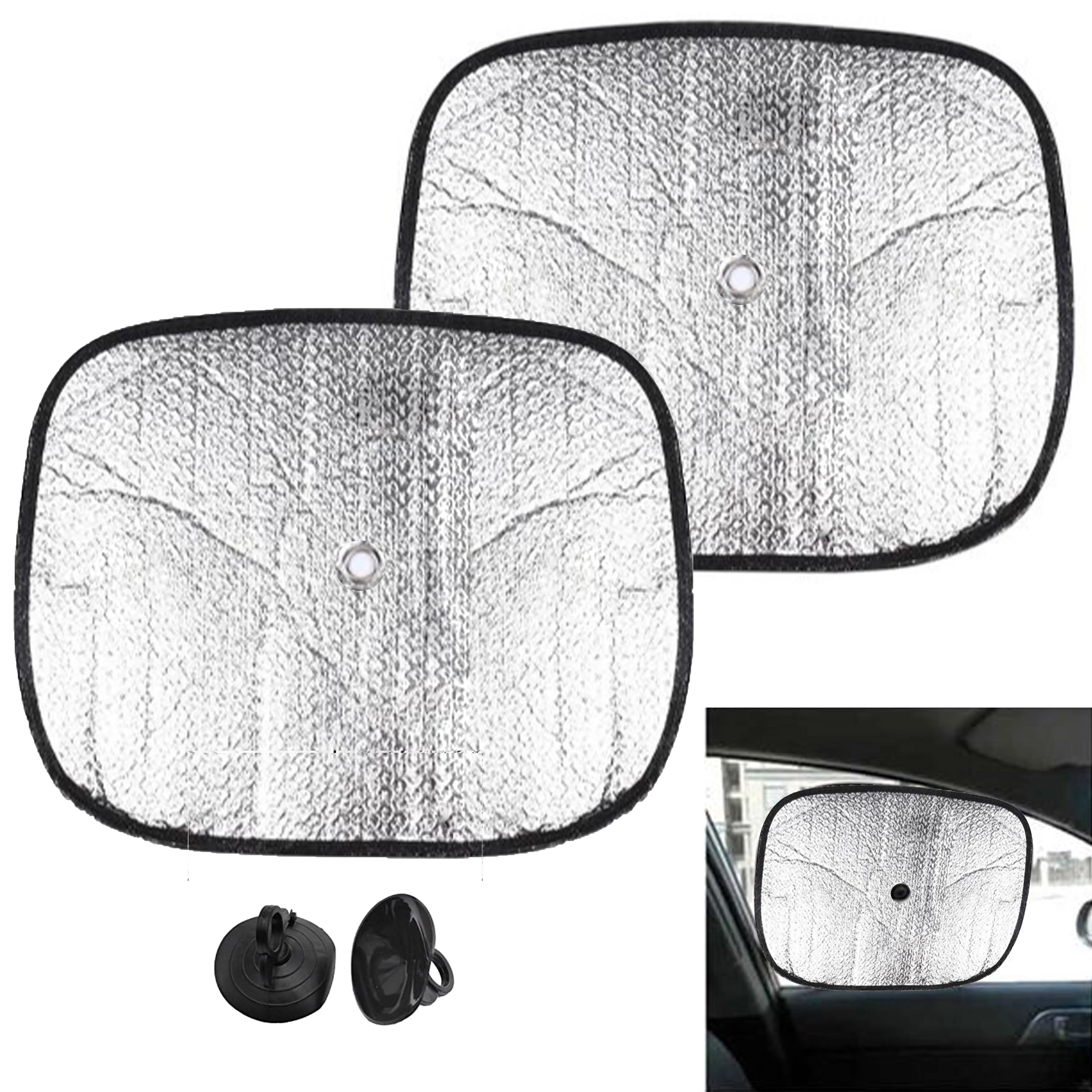 2 Pc Auto Car Sunshade Foldable Metallic Sun Visor Shade Shield Reflective Truck