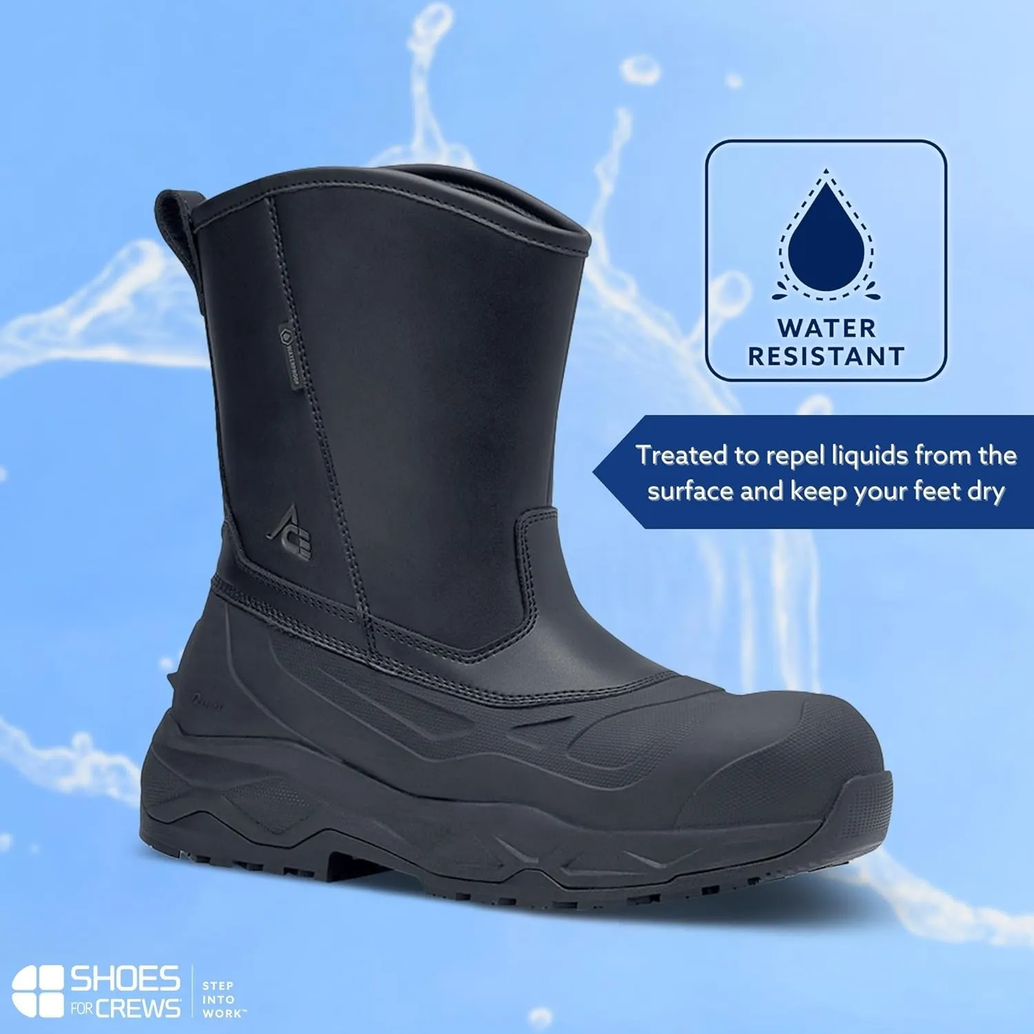 ACE Work Boots Badlands, Men's Slip-On Nano Composite Toe (NCT) Work Shoes, Slip Resistant, Water Resistant Shoes