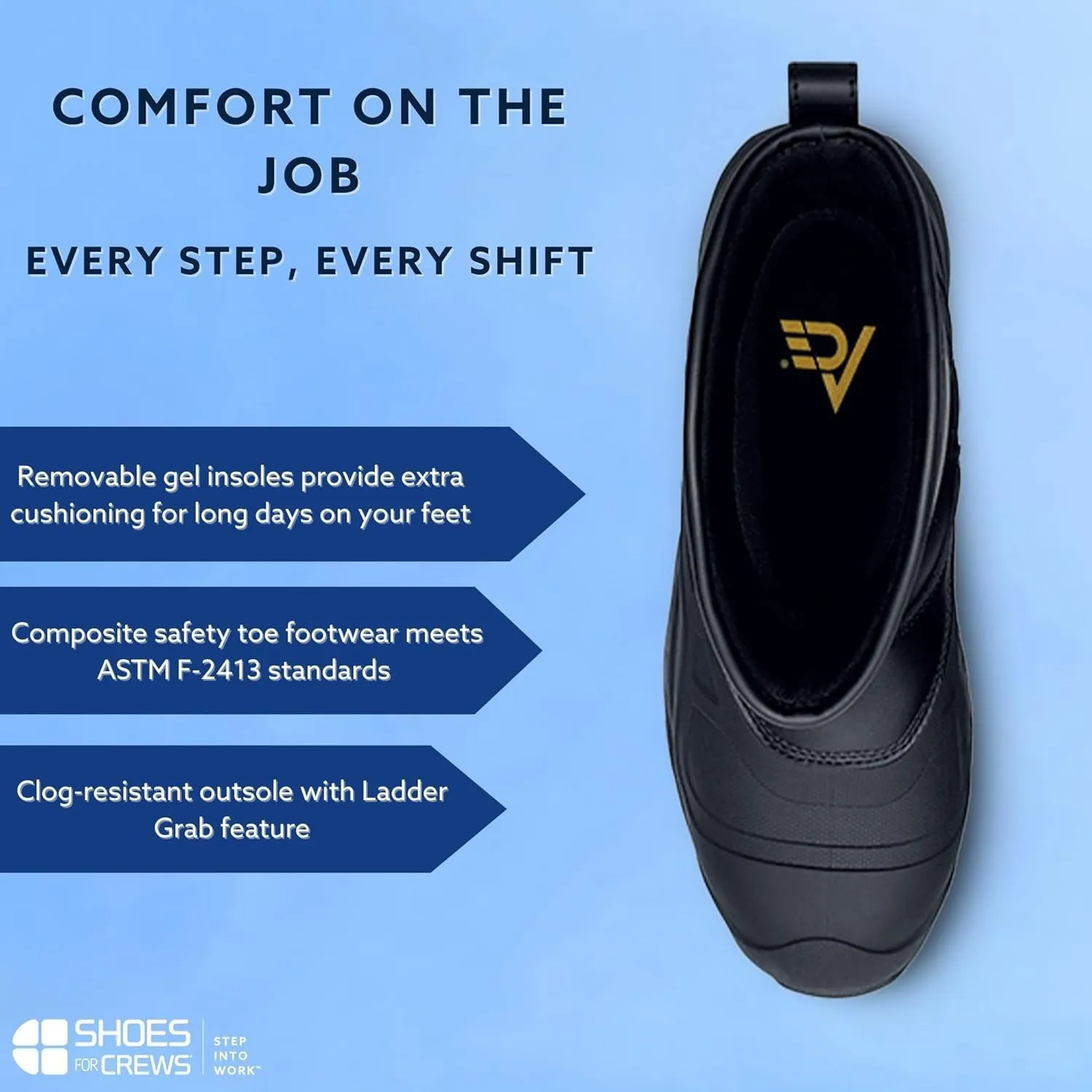 ACE Work Boots Badlands, Men's Slip-On Nano Composite Toe (NCT) Work Shoes, Slip Resistant, Water Resistant Shoes