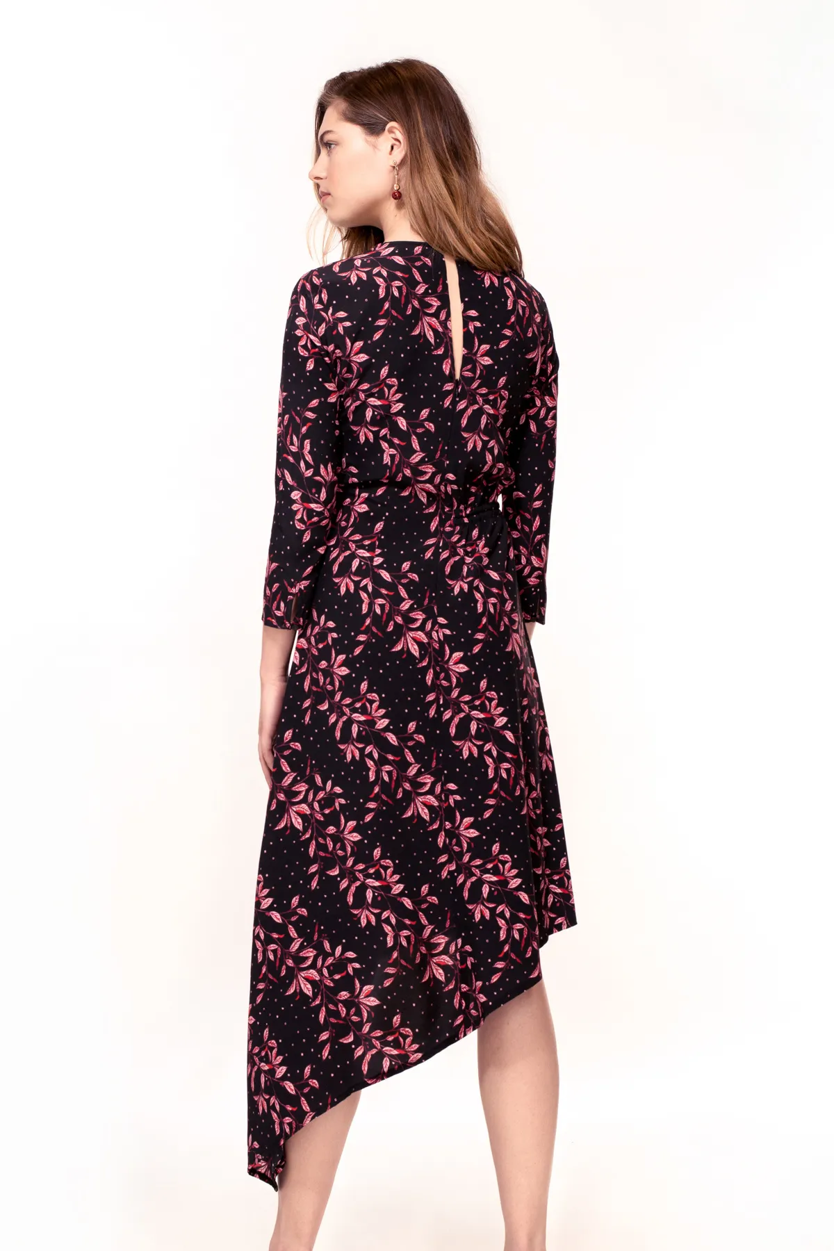 Azalea Dress in Pink Leaf Print