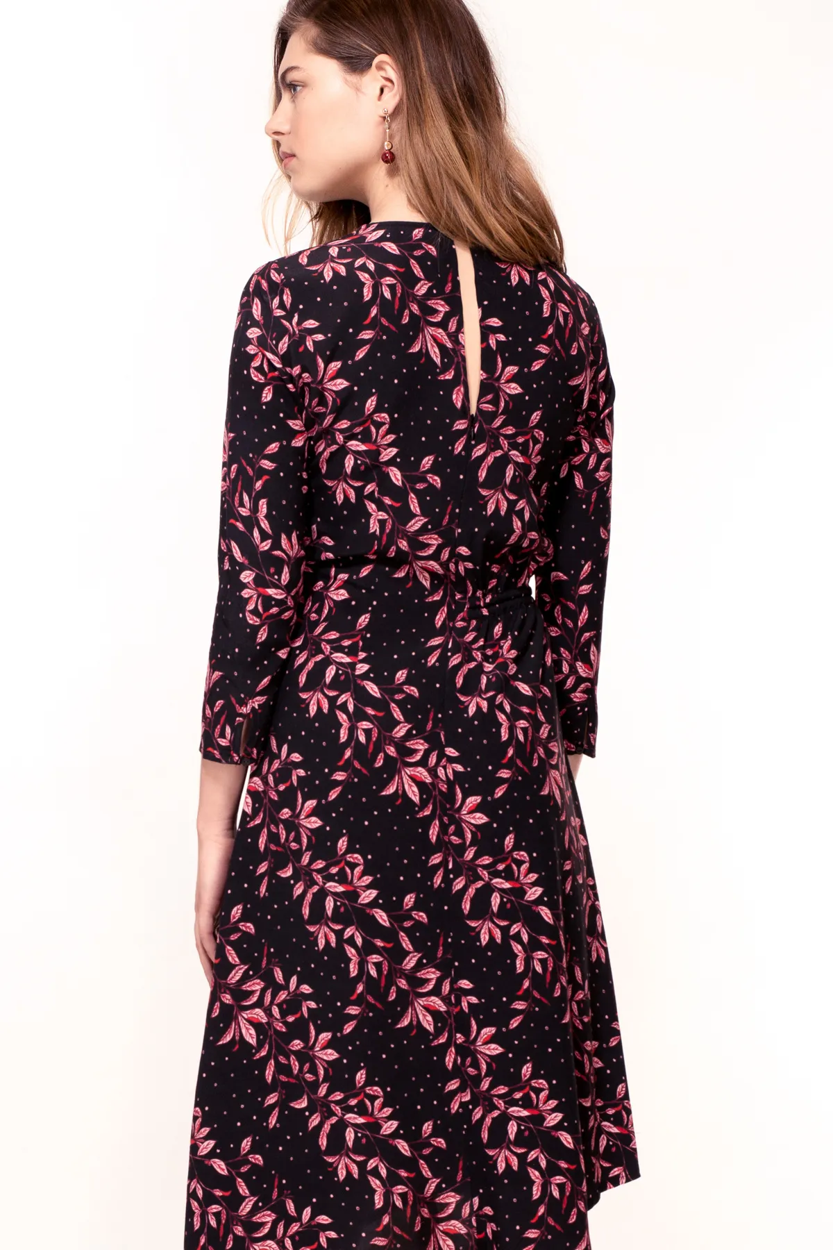 Azalea Dress in Pink Leaf Print