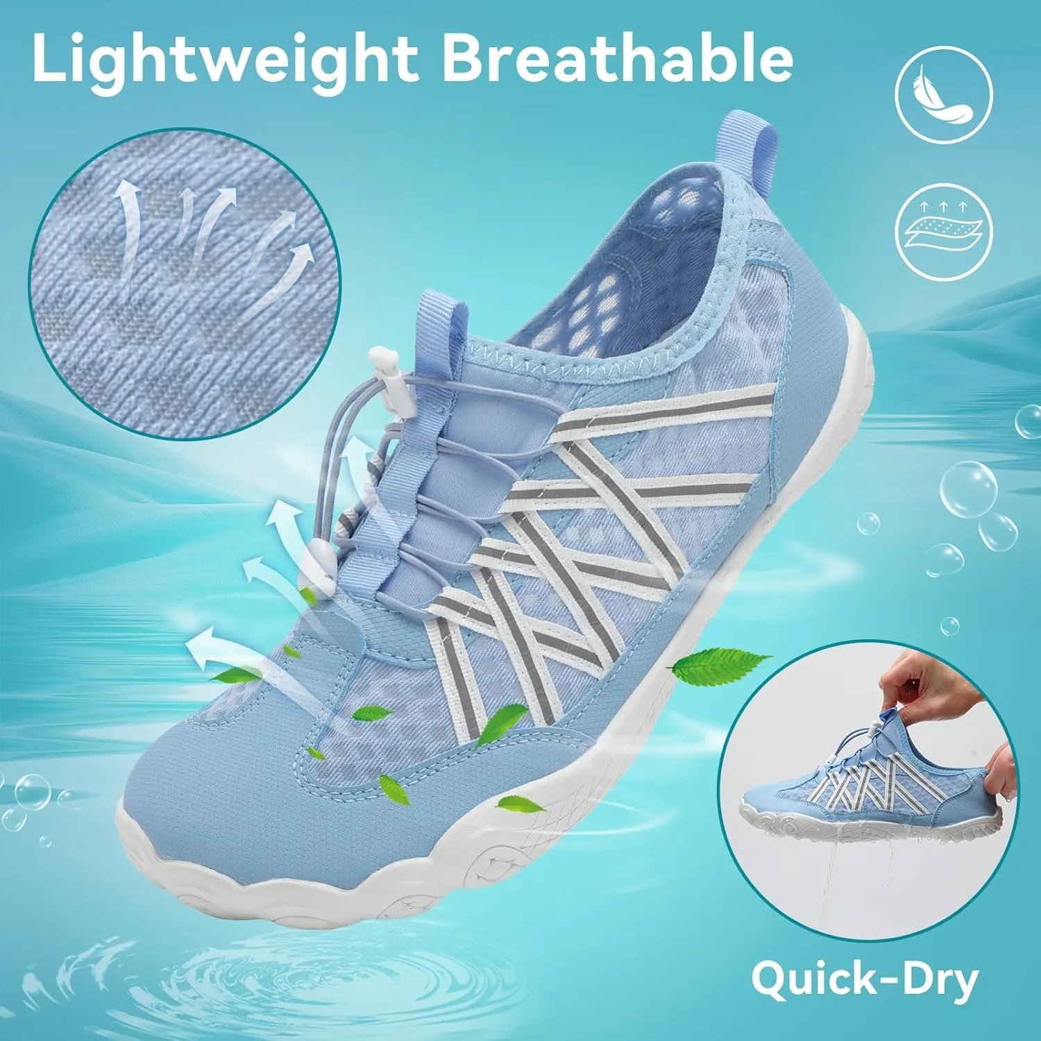 Barefoot Water Shoes for Women Men Wide Toe Box Lightweight Quick Dry Aqua Socks for Swim Beach Surf Boat Hiking Pool Walking Yoga