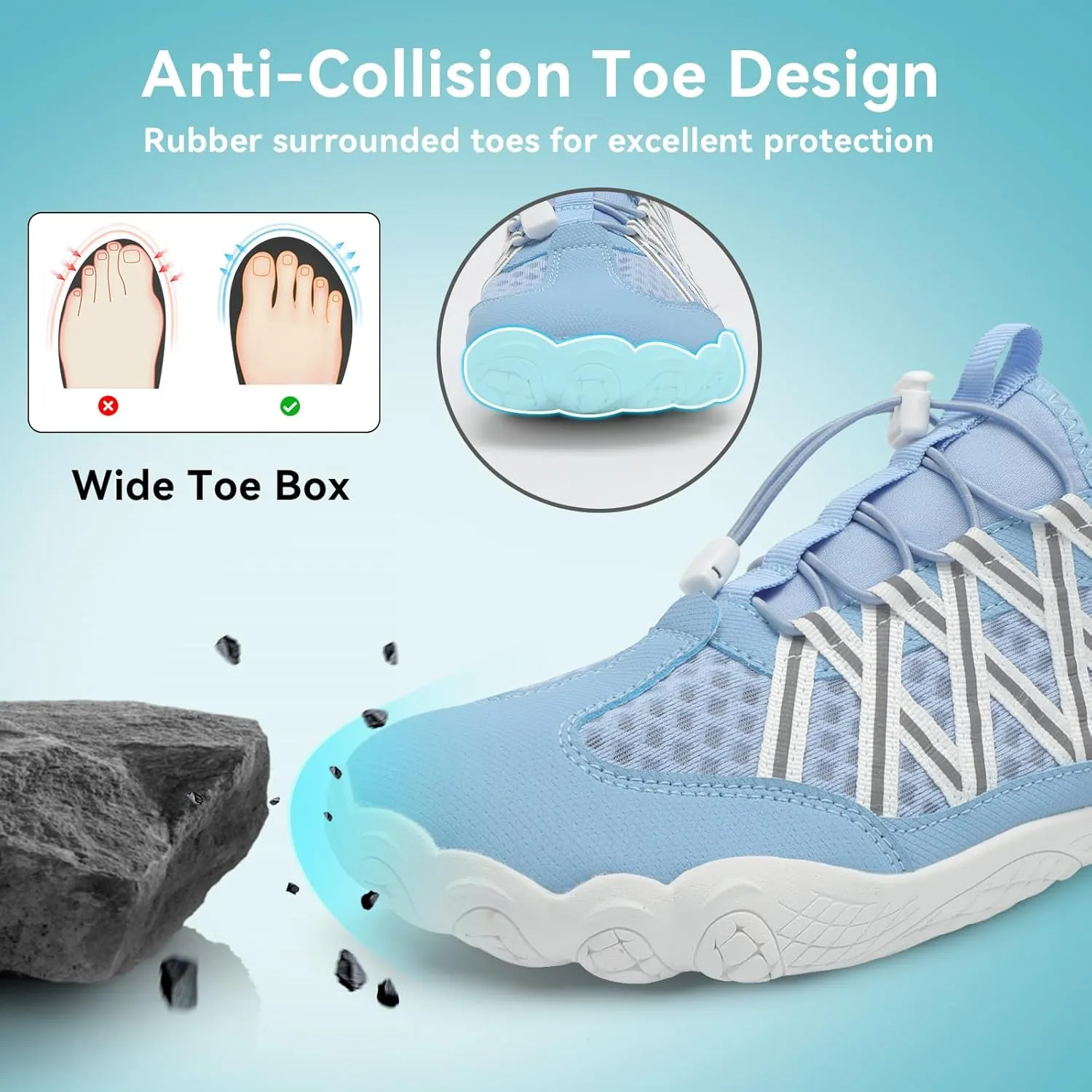 Barefoot Water Shoes for Women Men Wide Toe Box Lightweight Quick Dry Aqua Socks for Swim Beach Surf Boat Hiking Pool Walking Yoga