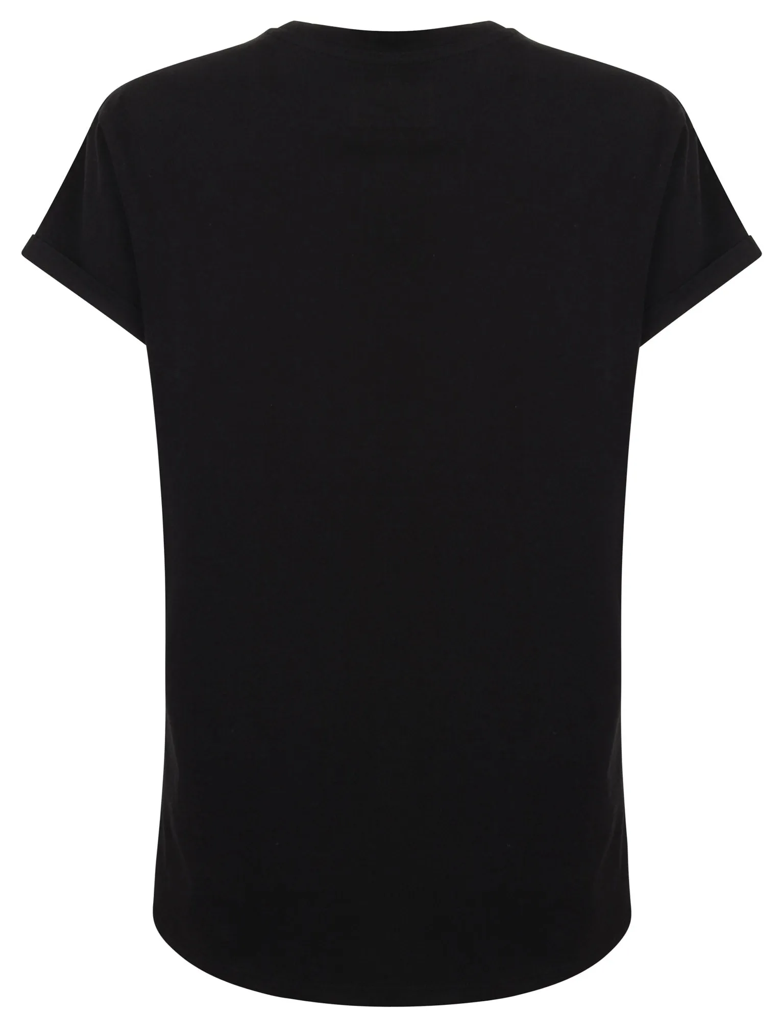 Bundi Cotton T-Shirt with Turn-Up Sleeves In Jet Black - Tokyo Laundry