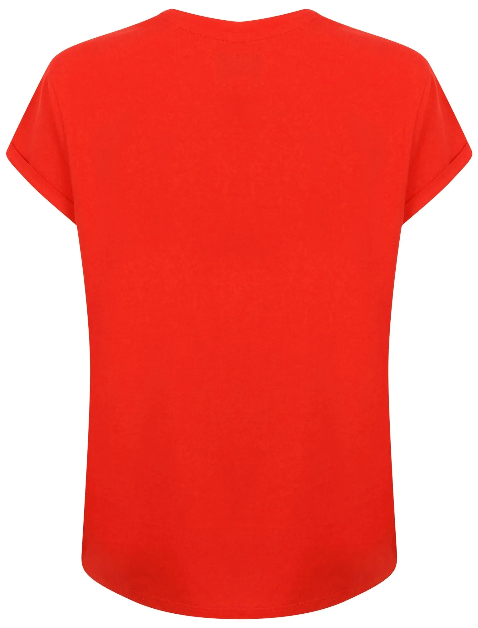 Bundi Cotton T-Shirt with Turn-Up Sleeves In Lollipop Red - Tokyo Laundry