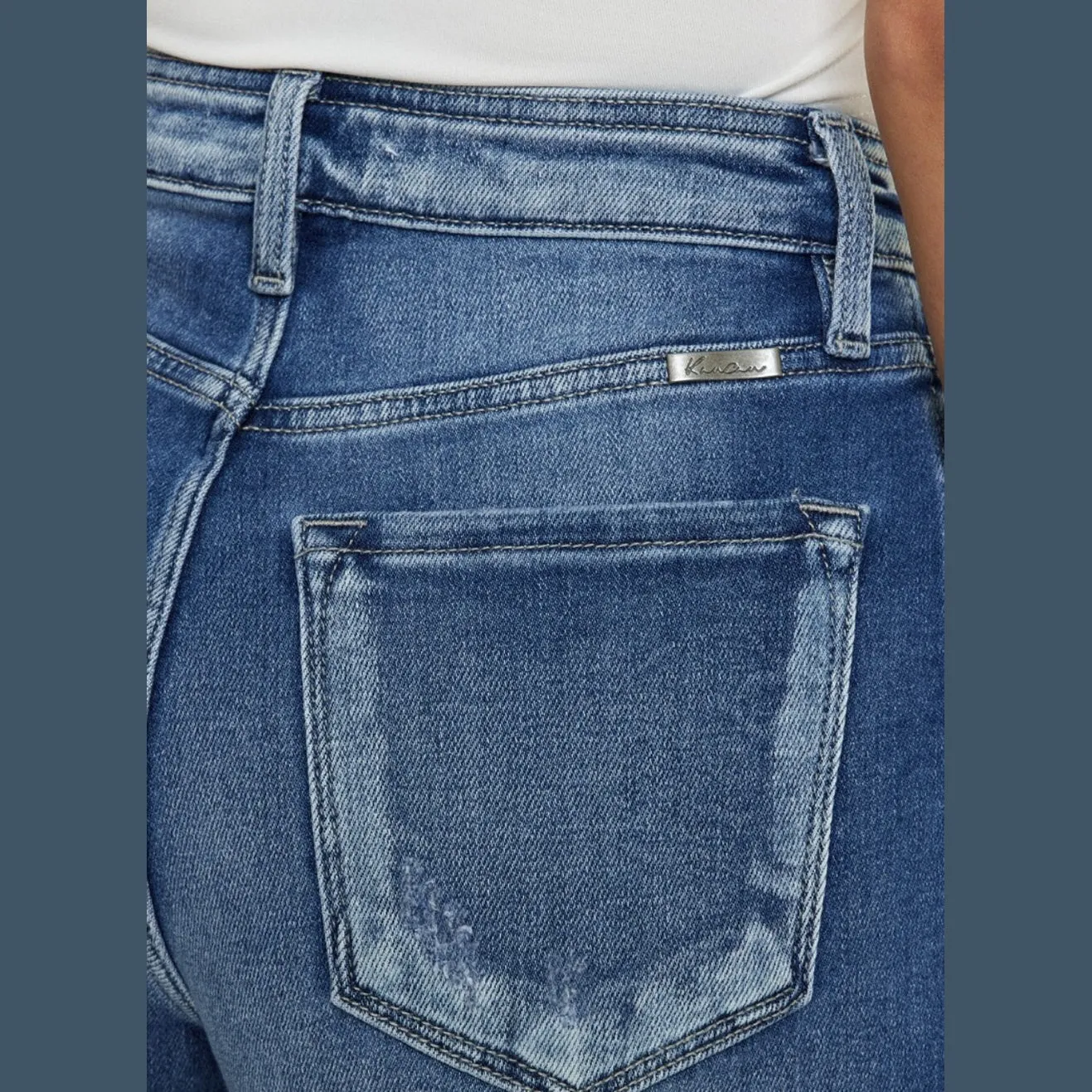 Button Fly High Rise Raw Hem Denim Shorts