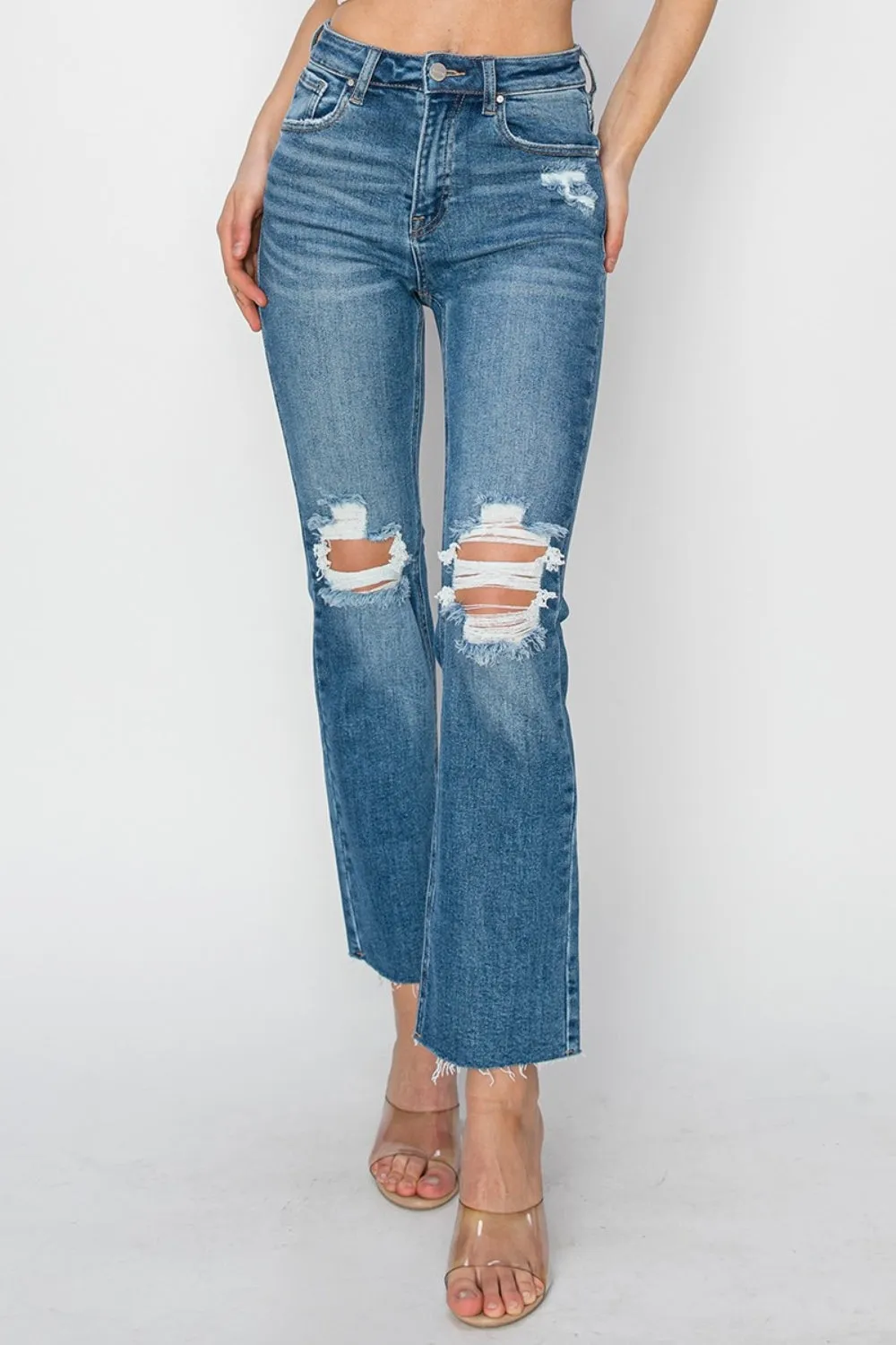 Charity RISEN High Rise Distressed Ankle Jeans