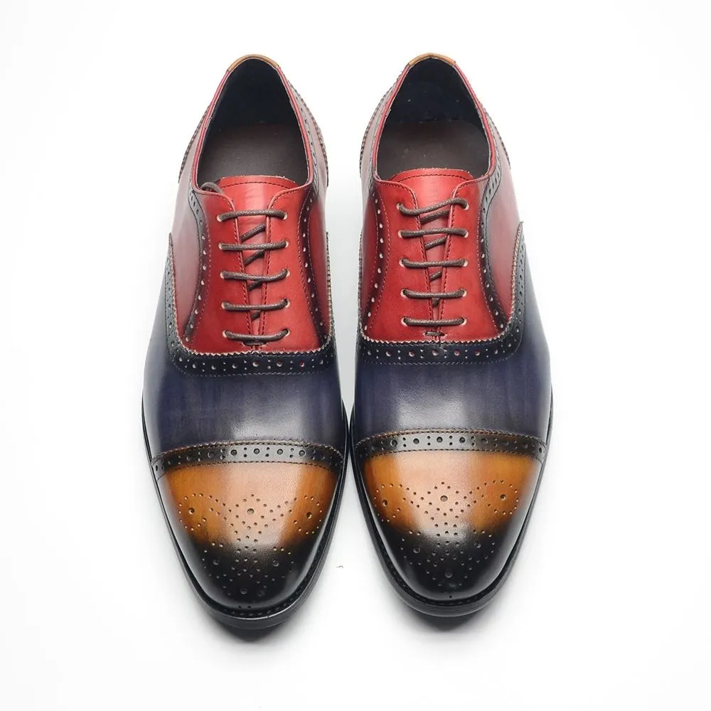 Color matching engraved Brock leather shoes men's business dress loafers