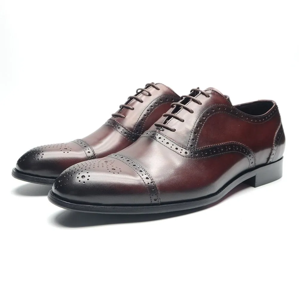 Color matching engraved Brock leather shoes men's business dress loafers