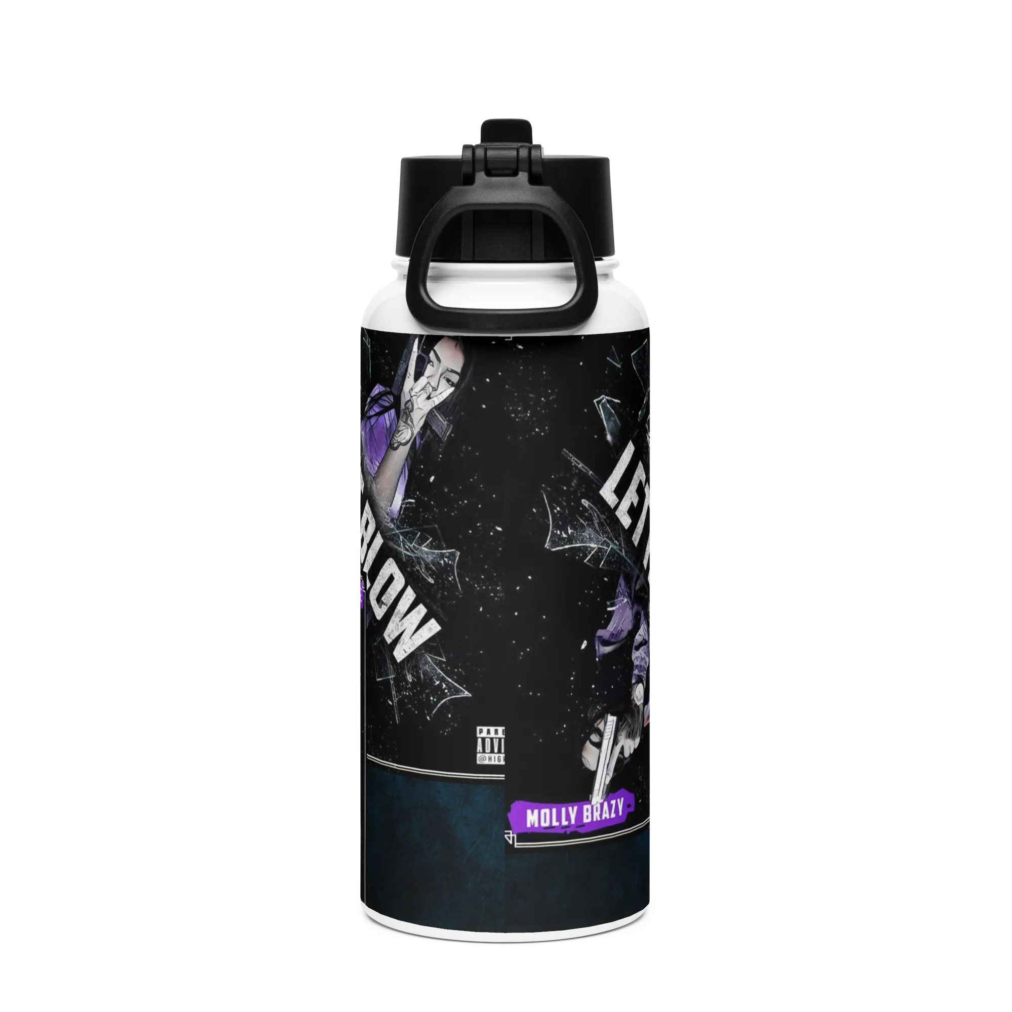 Cuban Stainless steel water bottle with a straw lid