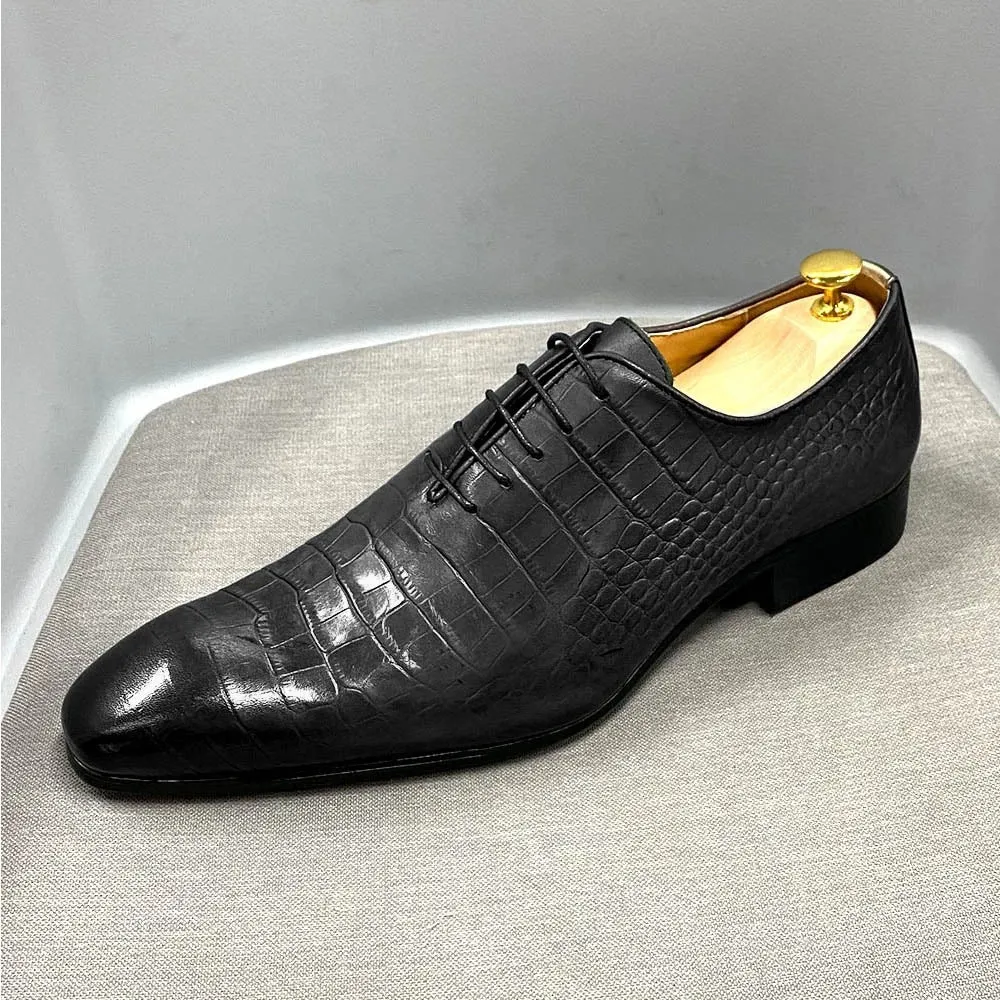 Fashion Crocodile Embossed Oxford Shoes Business Office Leather Shoes