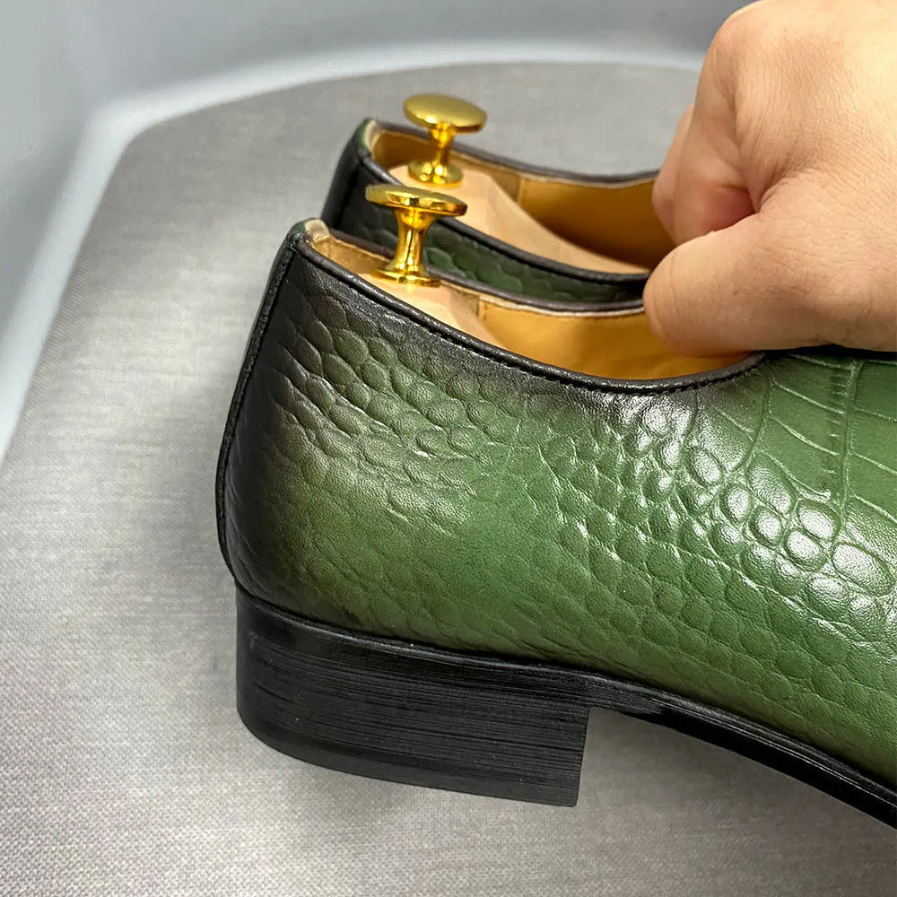 Fashion Crocodile Embossed Oxford Shoes Business Office Leather Shoes