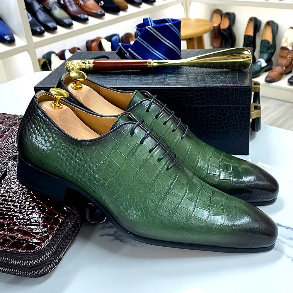 Fashion Crocodile Embossed Oxford Shoes Business Office Leather Shoes
