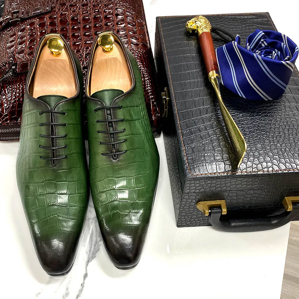 Fashion Crocodile Embossed Oxford Shoes Business Office Leather Shoes