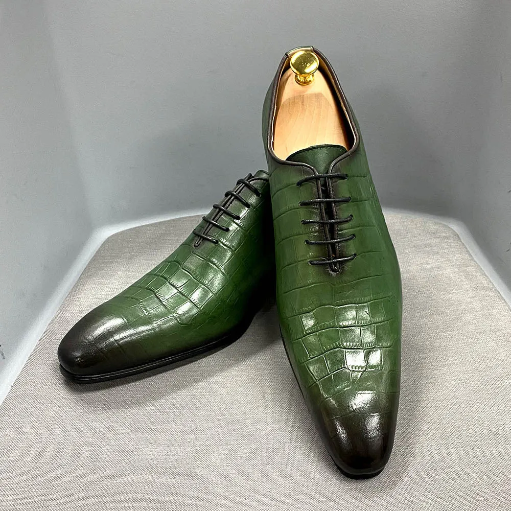 Fashion Crocodile Embossed Oxford Shoes Business Office Leather Shoes