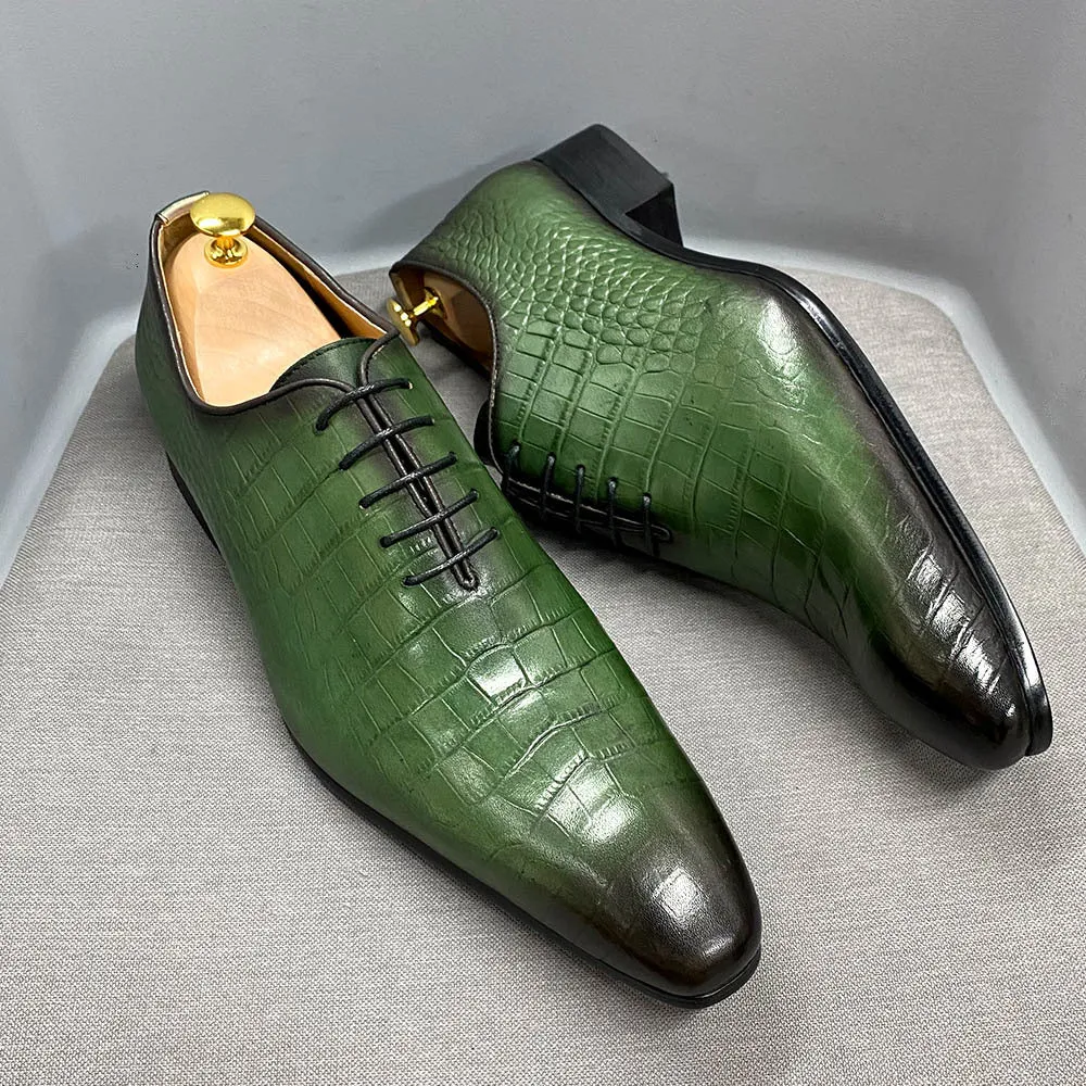 Fashion Crocodile Embossed Oxford Shoes Business Office Leather Shoes