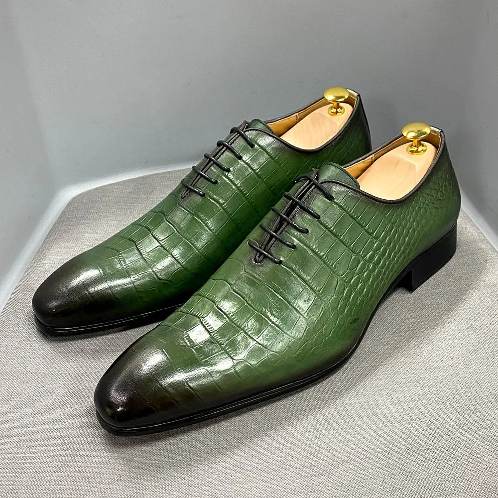 Fashion Crocodile Embossed Oxford Shoes Business Office Leather Shoes