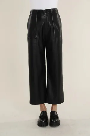 Faux Leather Wide Leg Pants