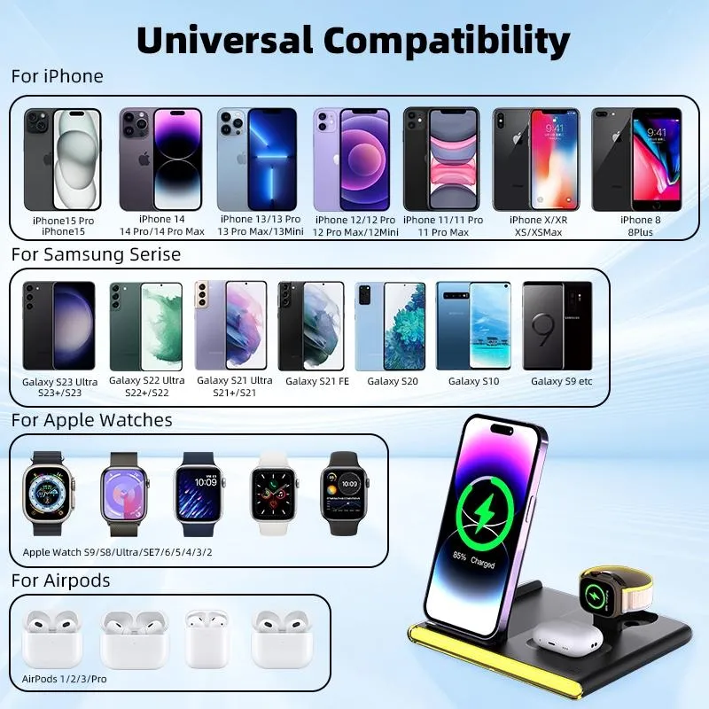 Foldable 15W Magnetic Wireless Charger With Ambient Light