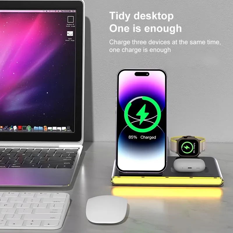 Foldable 15W Magnetic Wireless Charger With Ambient Light