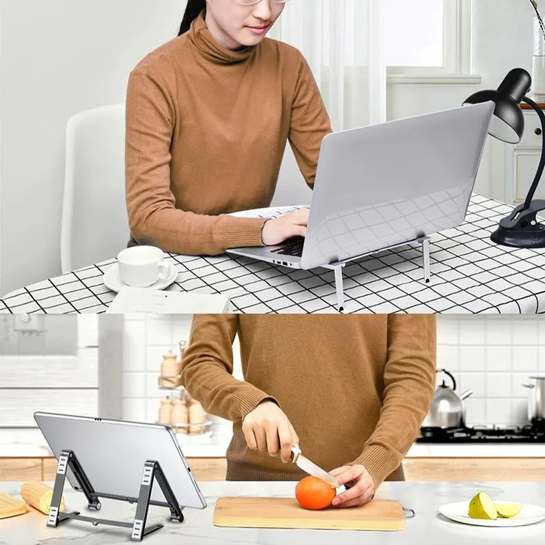Foldable Aluminum 3-in-1 Phone Tablet Stand - Portable Storage