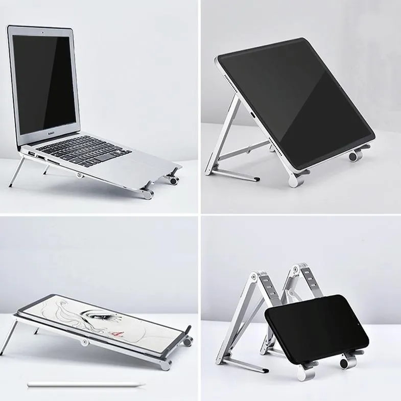 Foldable Aluminum 3-in-1 Phone Tablet Stand - Portable Storage