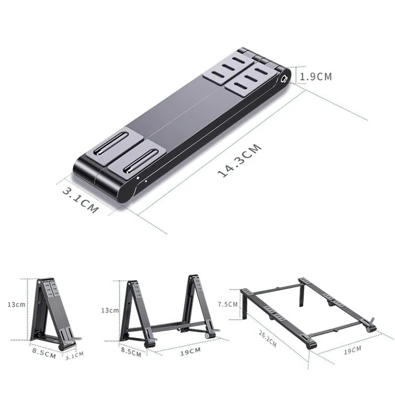 Foldable Aluminum 3-in-1 Phone Tablet Stand - Portable Storage