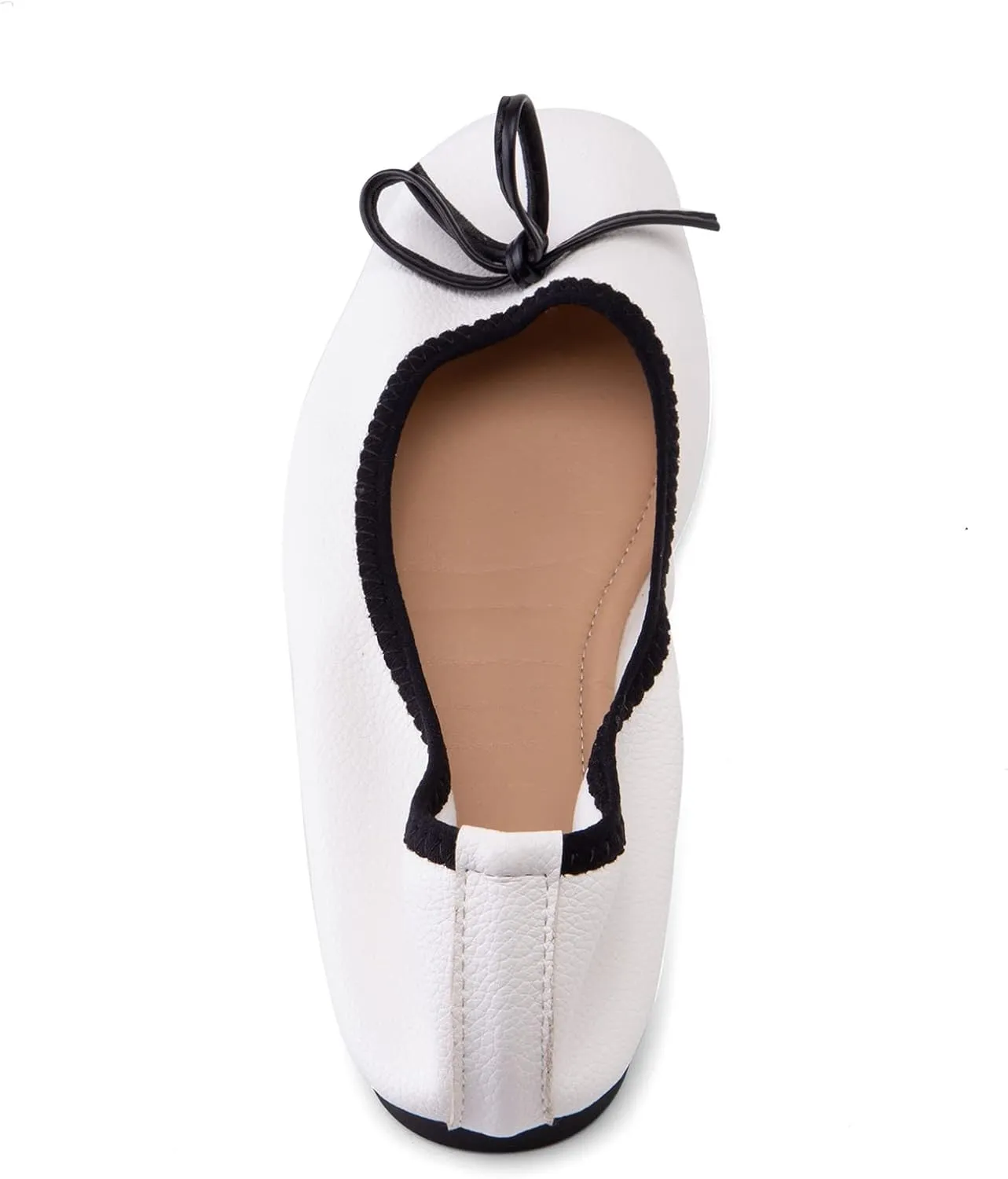 Gicoiz Foldable Flats Womens Square Toe Bowtie Ballerina Slippers