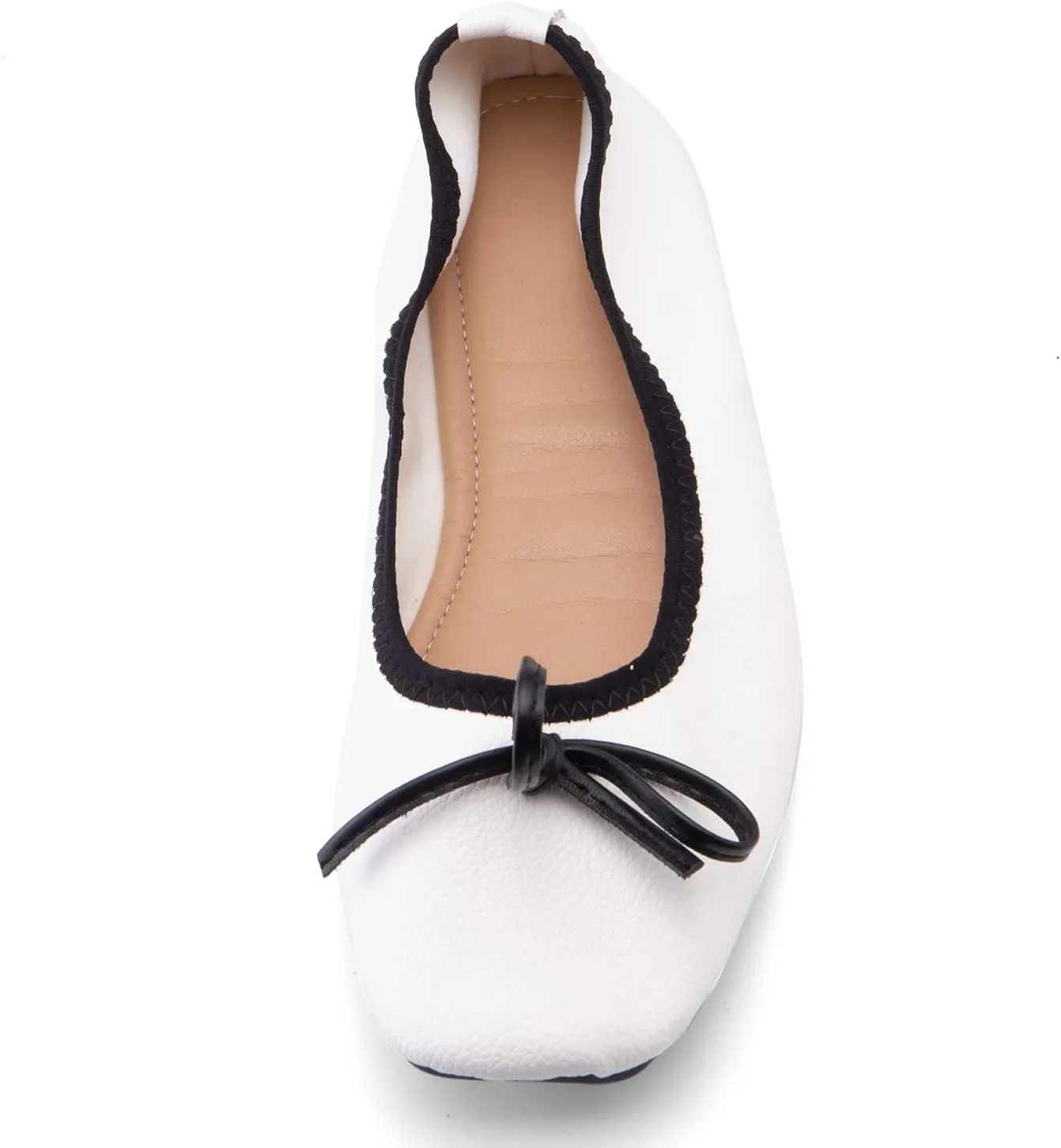 Gicoiz Foldable Flats Womens Square Toe Bowtie Ballerina Slippers