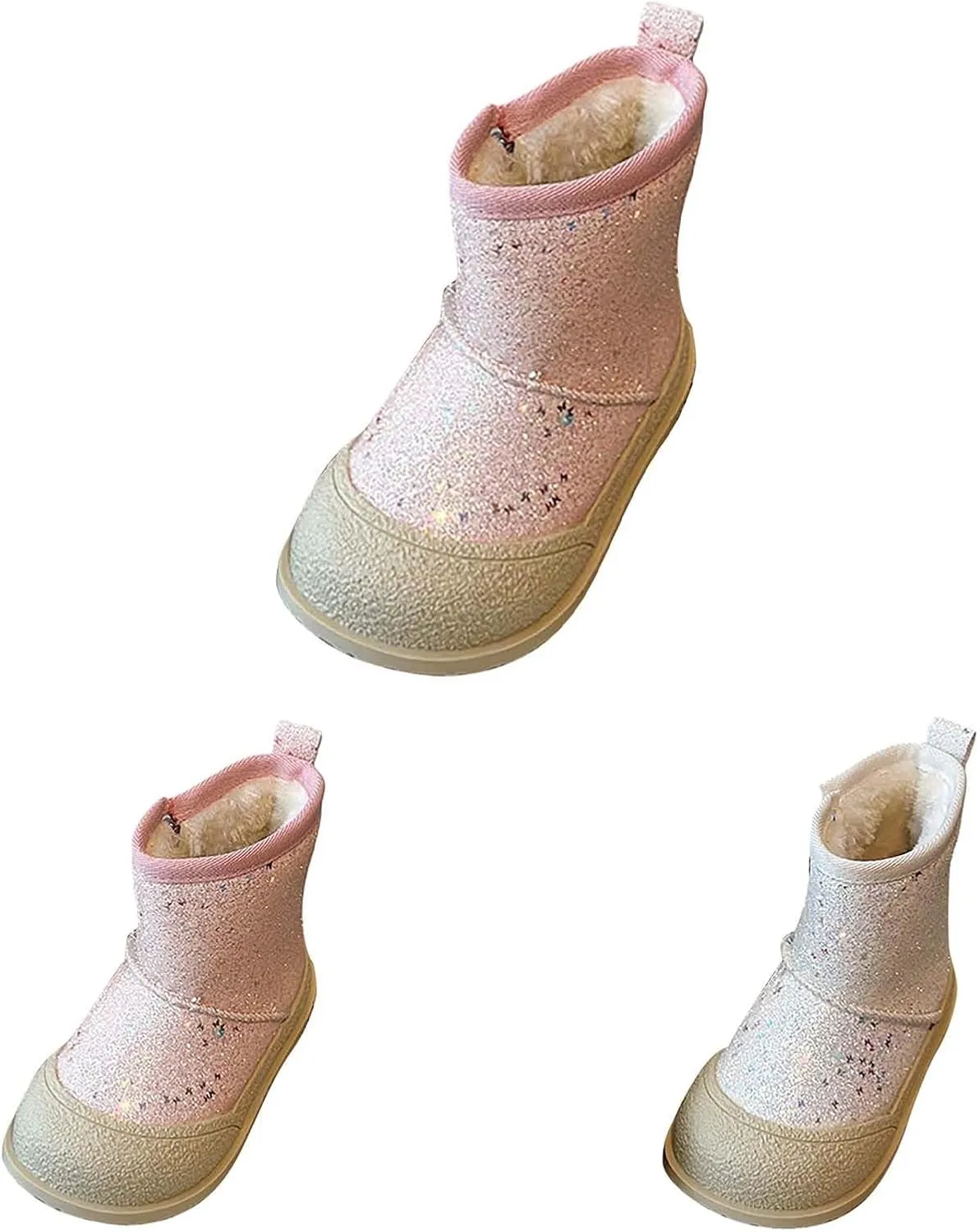 Girls Glitter Snow Boots Kids Warm Fleece Plush Winter Sequin Comfy Cute Outdoor parkle Snow Boots Toddler Girl 7