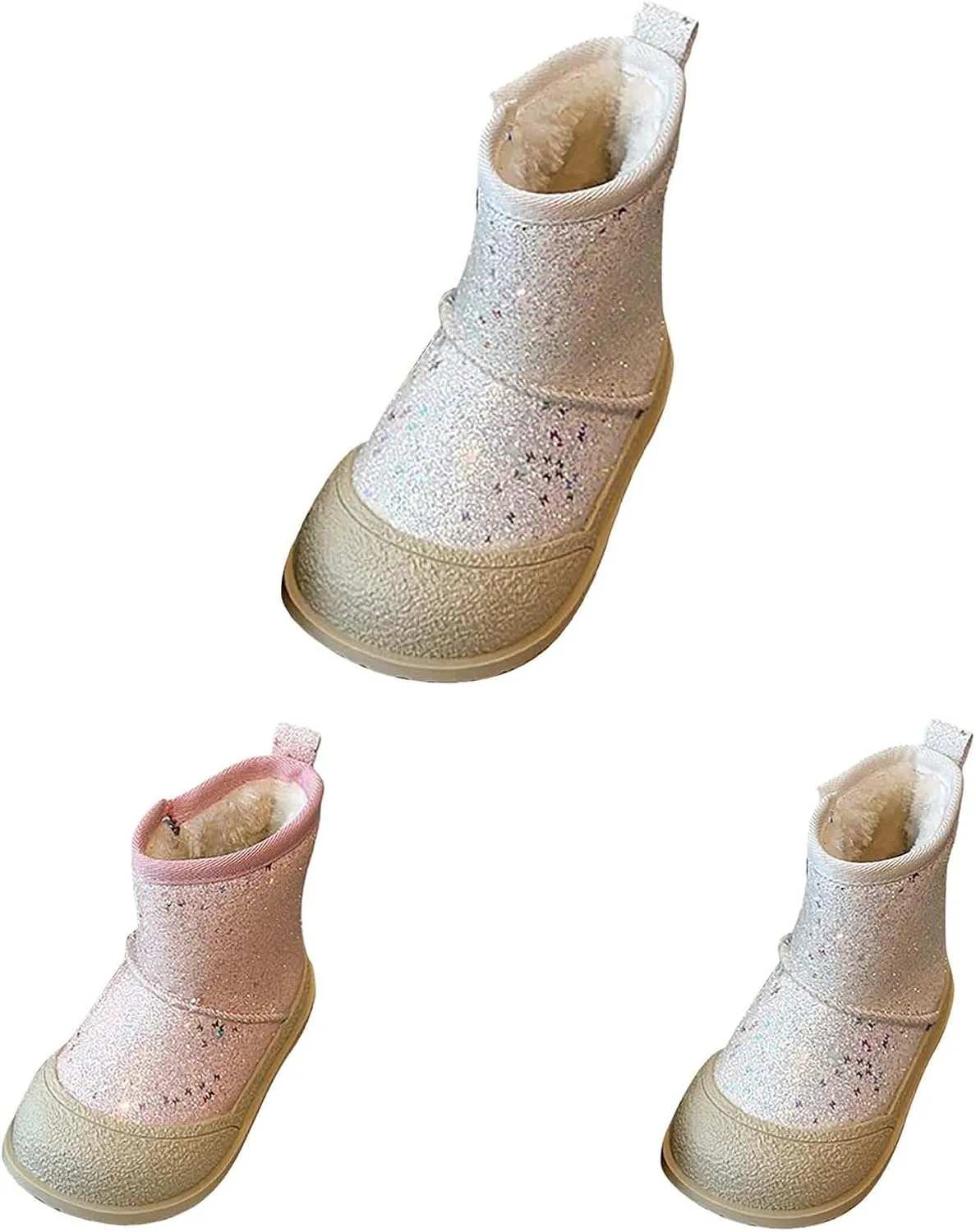 Girls Glitter Snow Boots Kids Warm Fleece Plush Winter Sequin Comfy Cute Outdoor parkle Snow Boots Toddler Girl 7