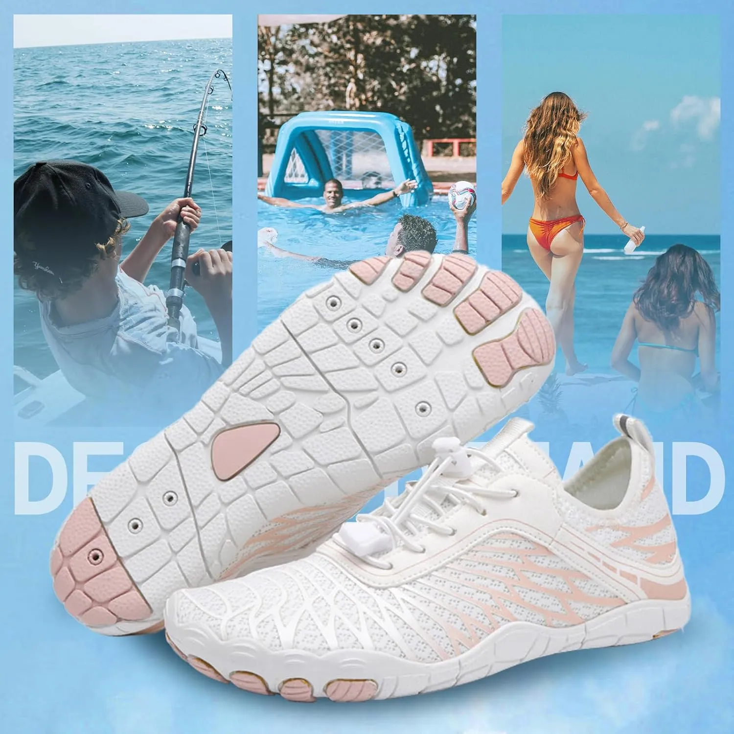Grounded Footwear for Women Men, Quick Dry Hike Barefoot Shoes, Comfortable Non-Slip Wide Toe Box Water Beach Shoes
