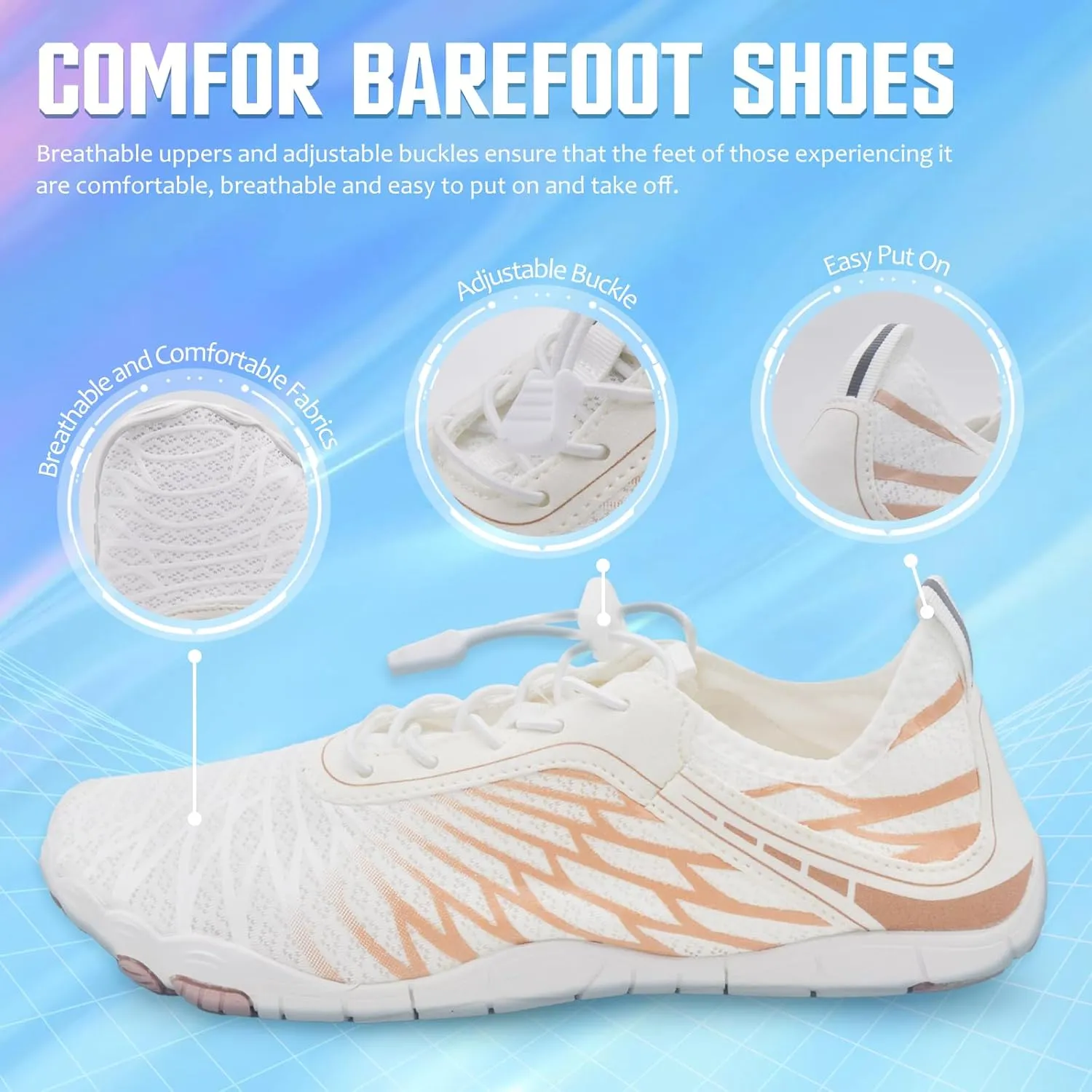 Grounded Footwear for Women Men, Quick Dry Hike Barefoot Shoes, Comfortable Non-Slip Wide Toe Box Water Beach Shoes