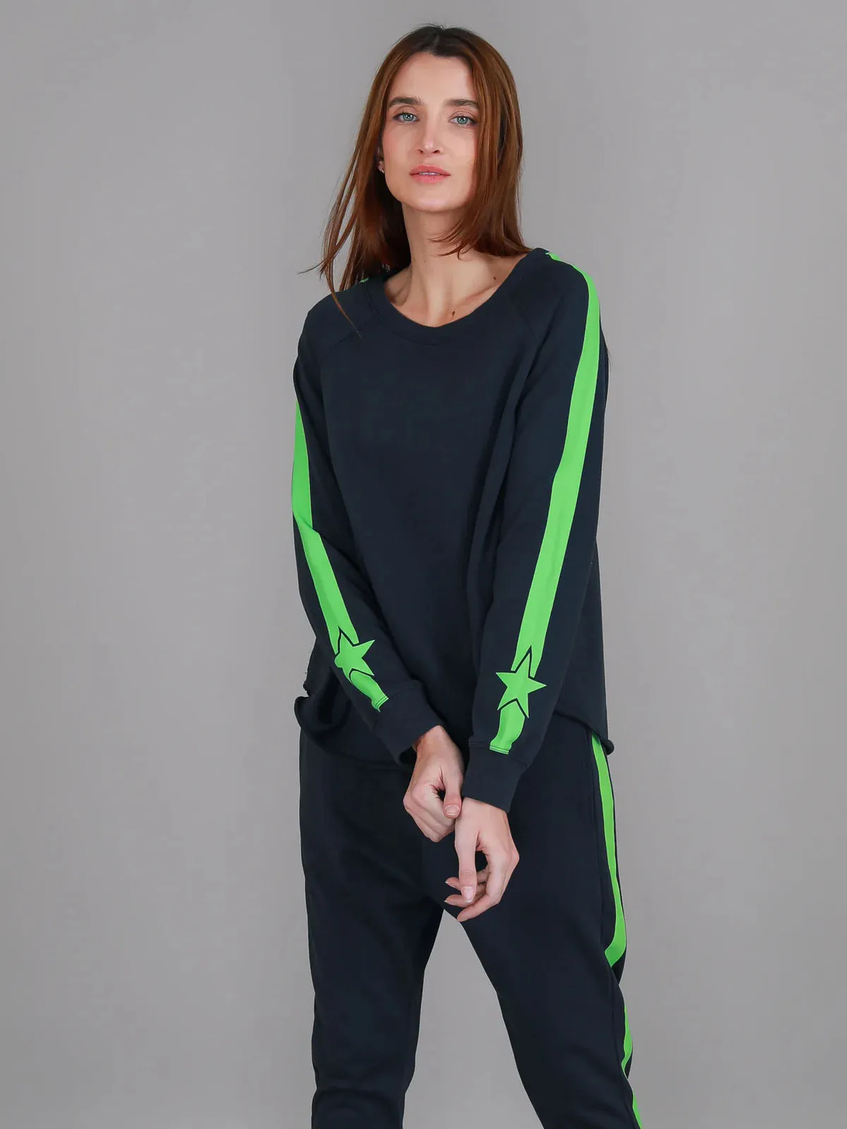 Hampton Panel Star Sweater - Ink Blue with Green Stripe