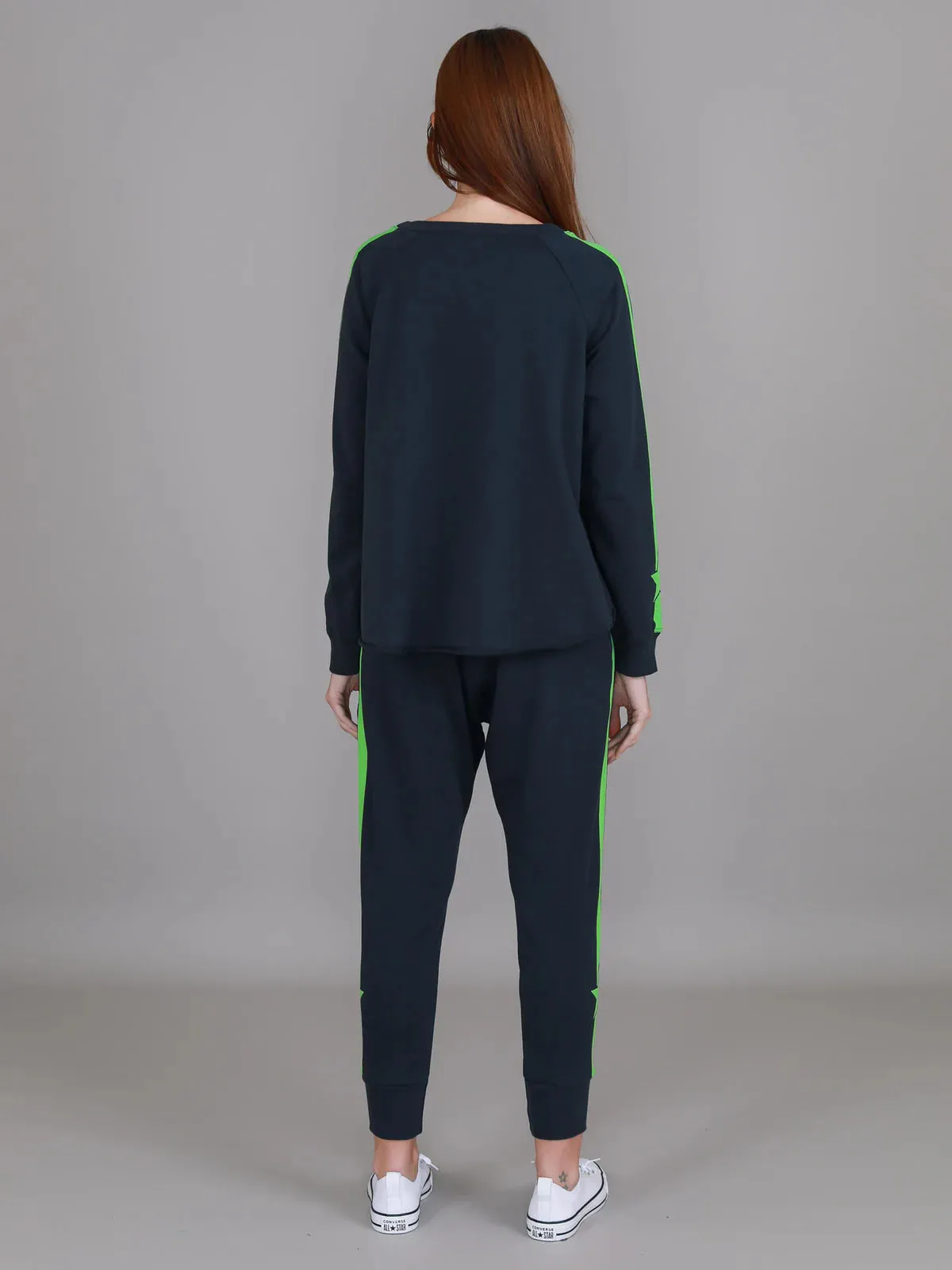 Hampton Panel Star Sweater - Ink Blue with Green Stripe
