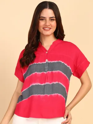 Hand Tie Dyed Pink  Top for Women