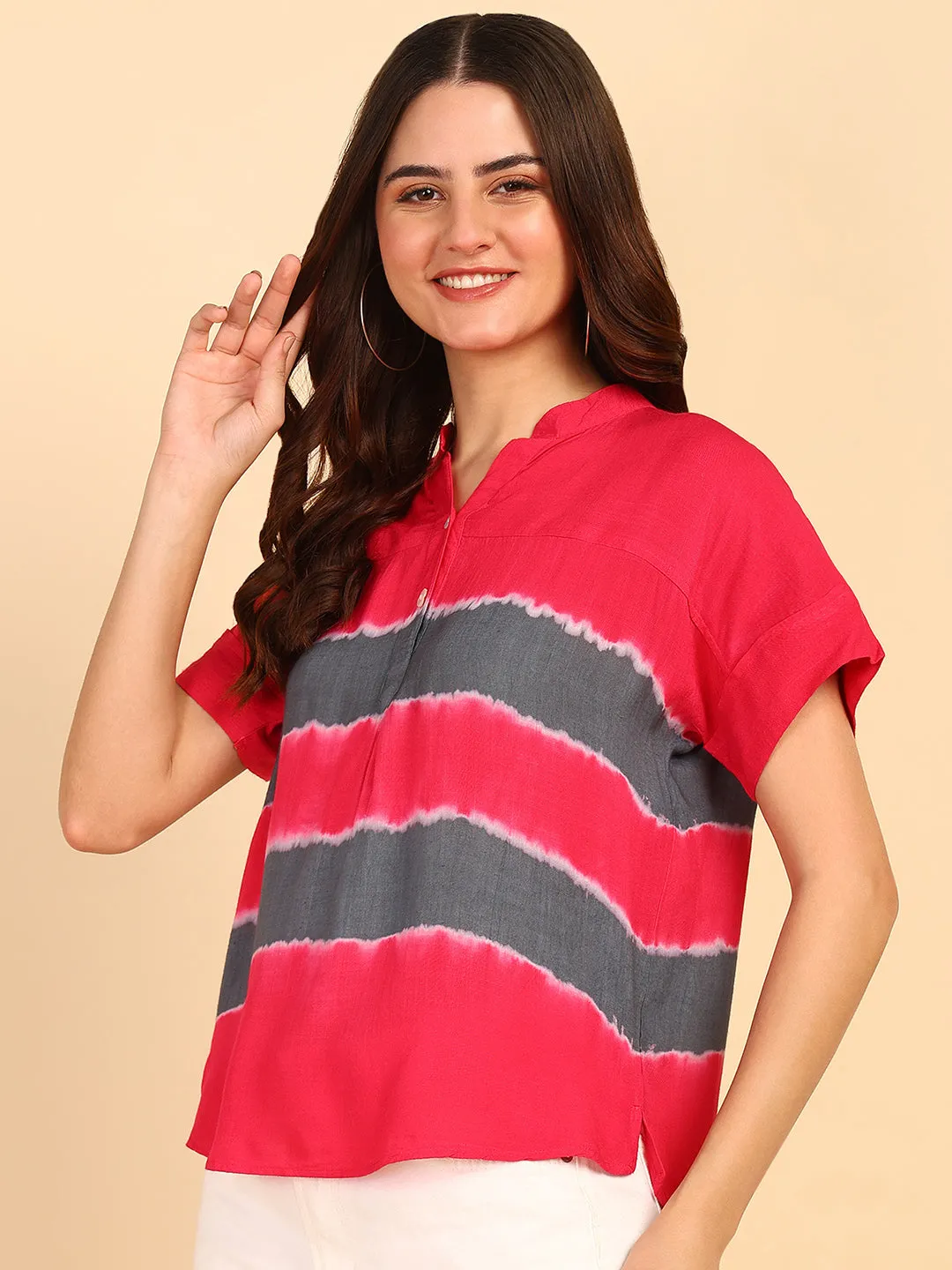 Hand Tie Dyed Pink  Top for Women