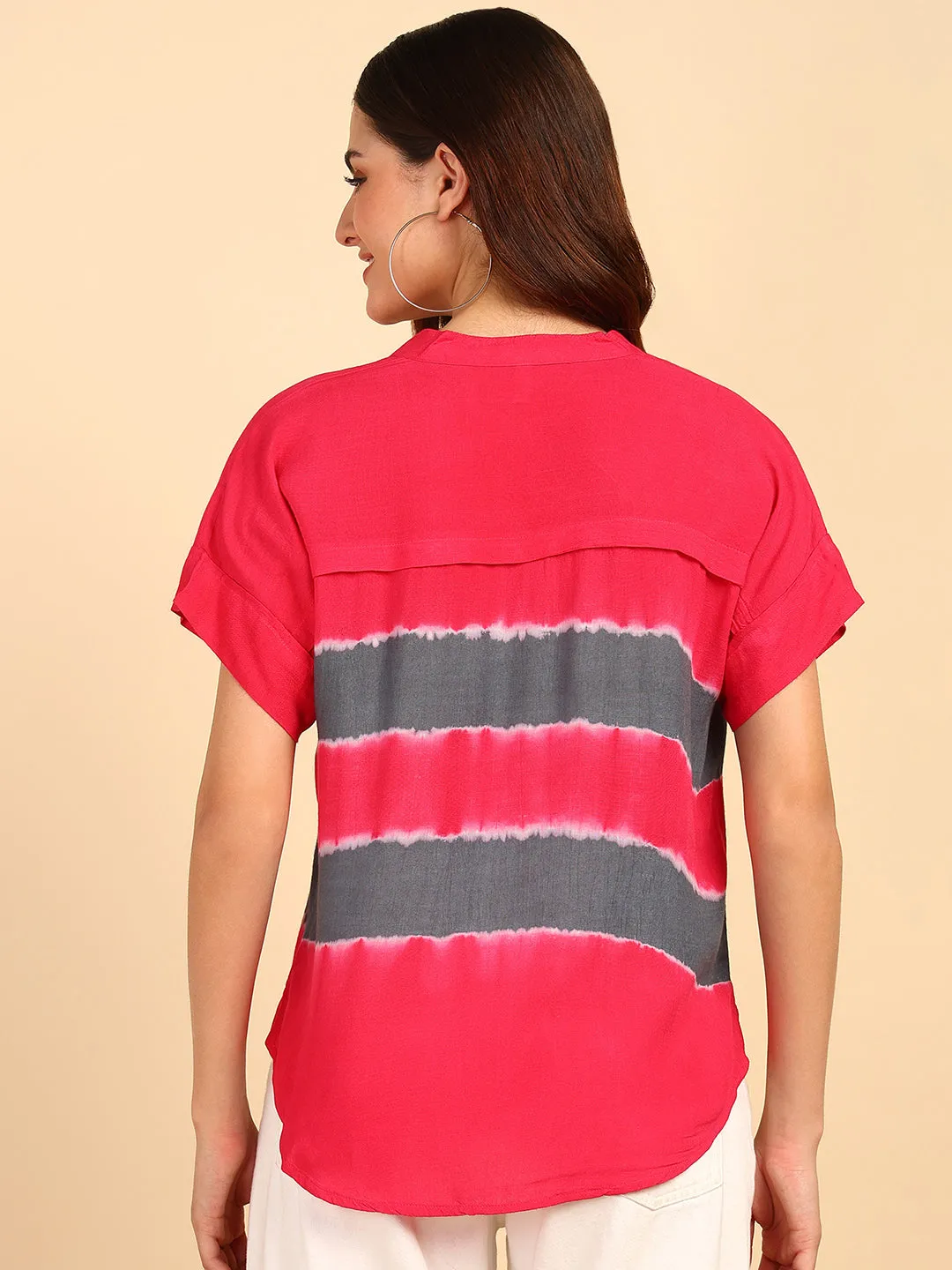 Hand Tie Dyed Pink  Top for Women