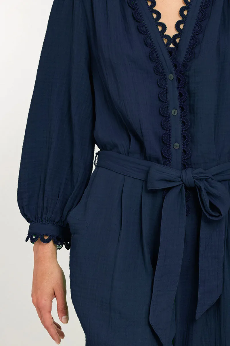 Hera Navy Organic Cotton Jumpsuit