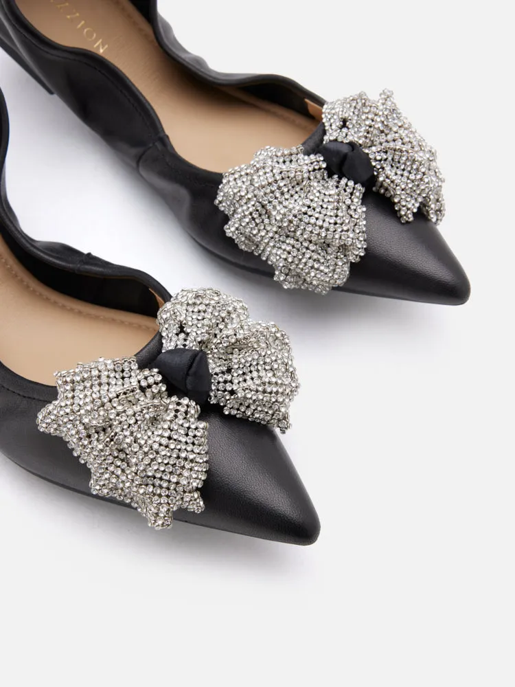 Inez Crystal Embellished Bow Foldable Flats