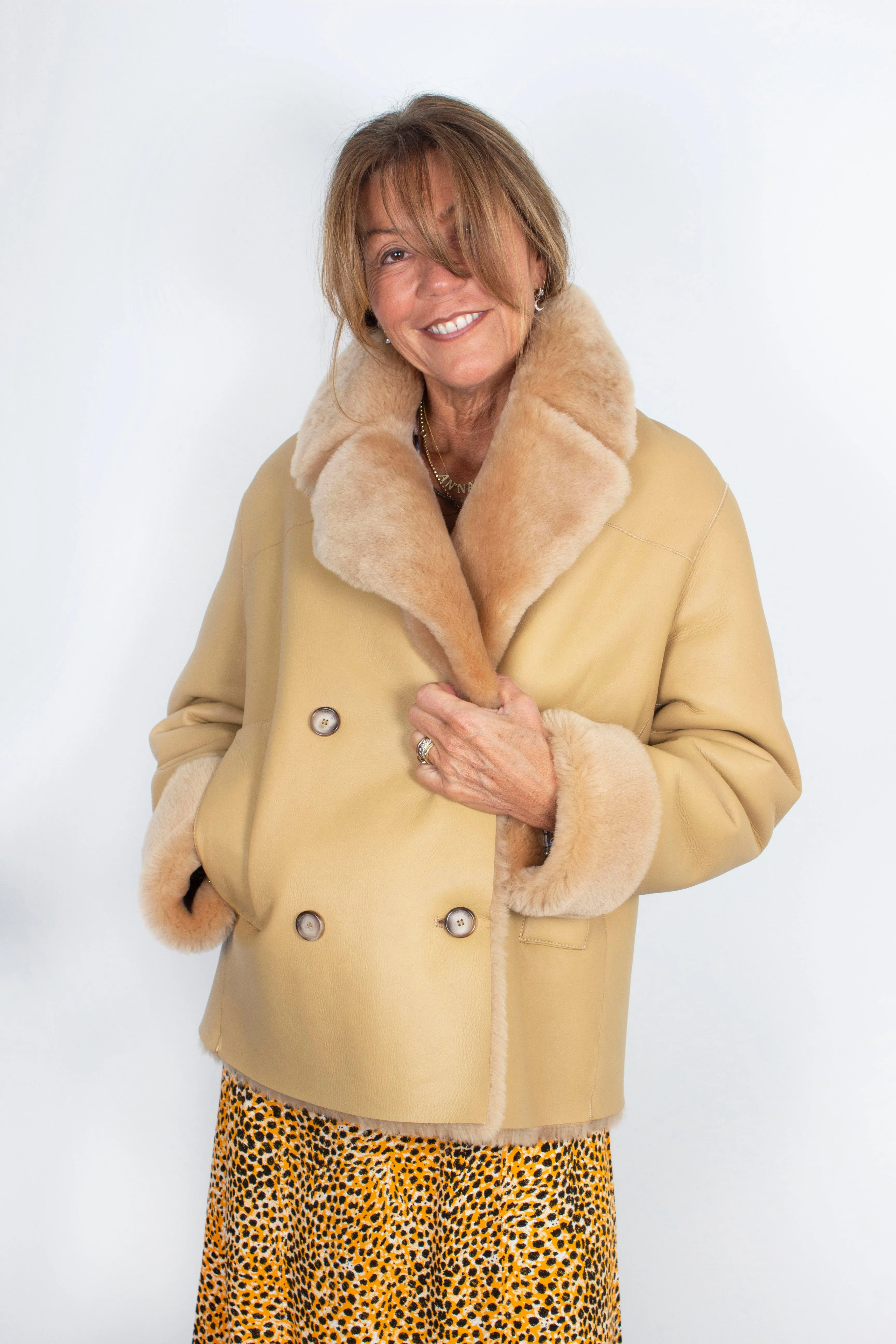 JOSEPH Calla Sheepskin Jacket in Almond