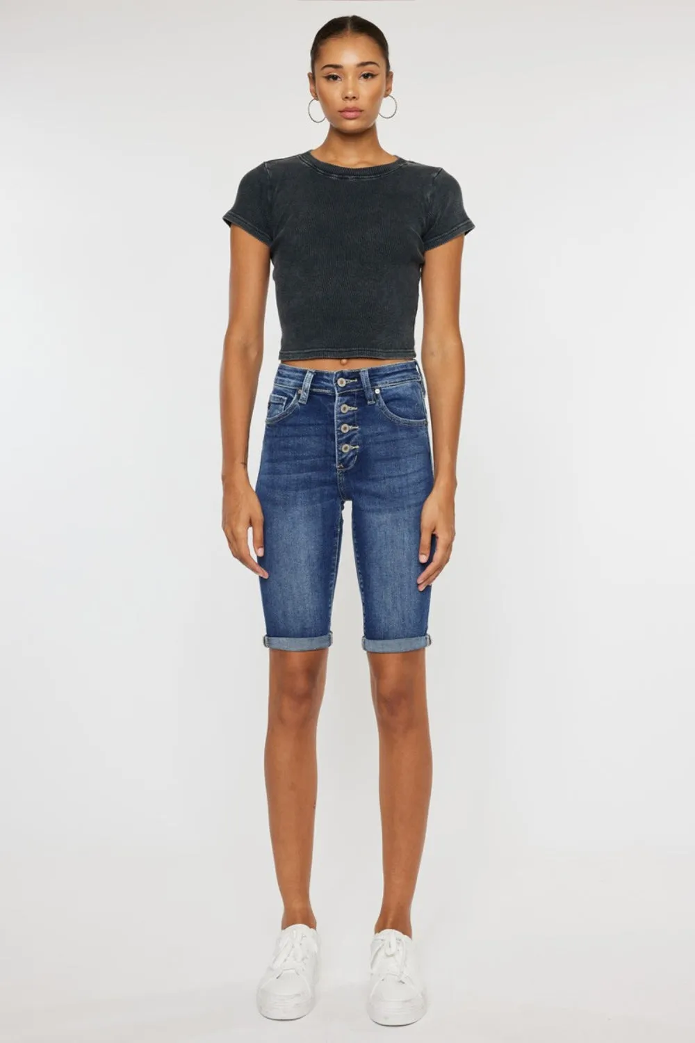 Kancan (0-22W) Meredith Button Fly Denim Shorts - BP
