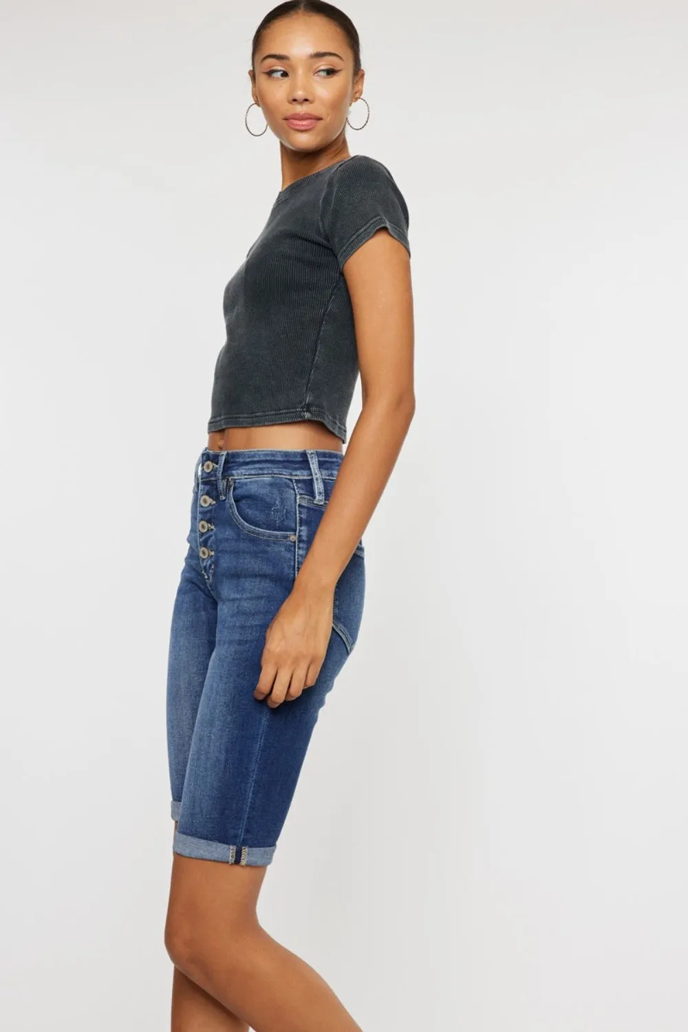 Kancan (0-22W) Meredith Button Fly Denim Shorts - BP