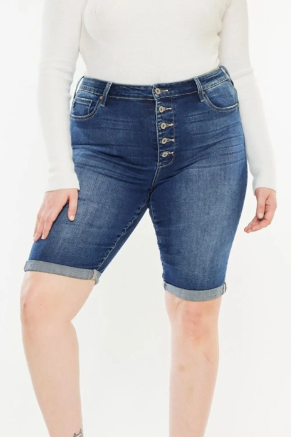 Kancan (0-22W) Meredith Button Fly Denim Shorts - BP