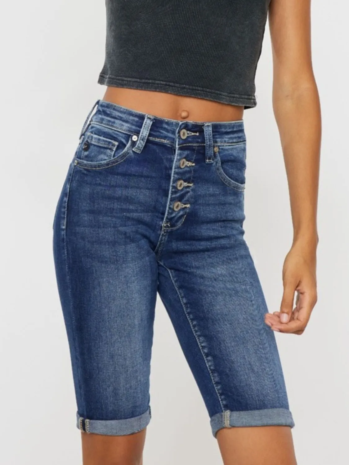 Kancan (0-22W) Meredith Button Fly Denim Shorts - BP