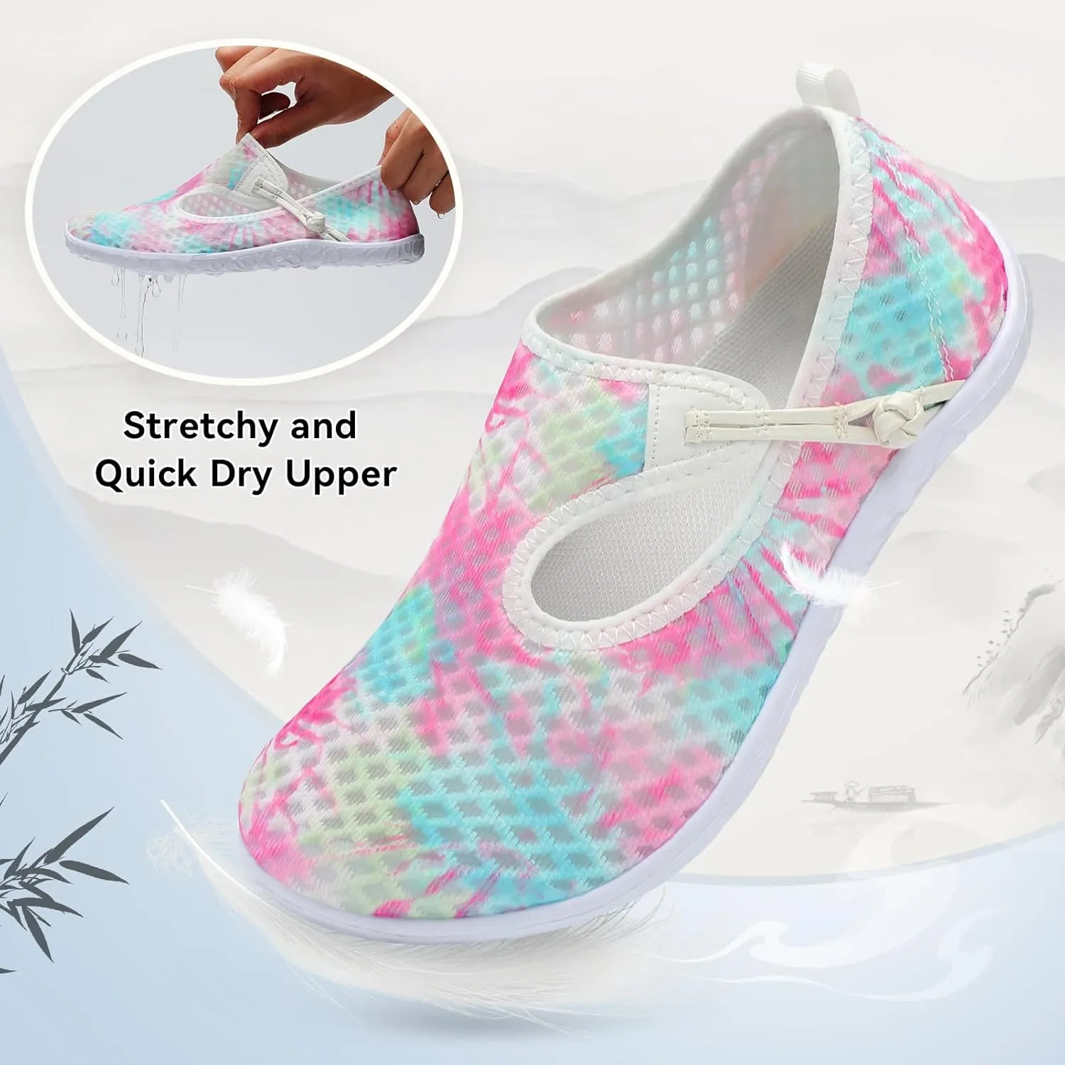 L-RUN Womens Mens Water Shoes Barefoot Aqua Socks Quick-Dry Non Slip Shoes for Beach Swim Pool River Boating Surf Yoga