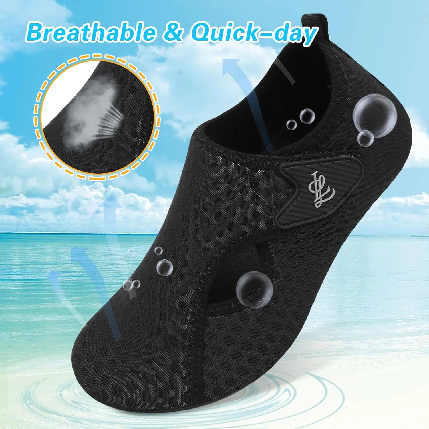 LeIsfIt Water Shoes for Women Men Wide Swim Beach Barefoot Shoes Quick Dry Aqua Socks for Pool Diving Boating River Yoga Lake Surf