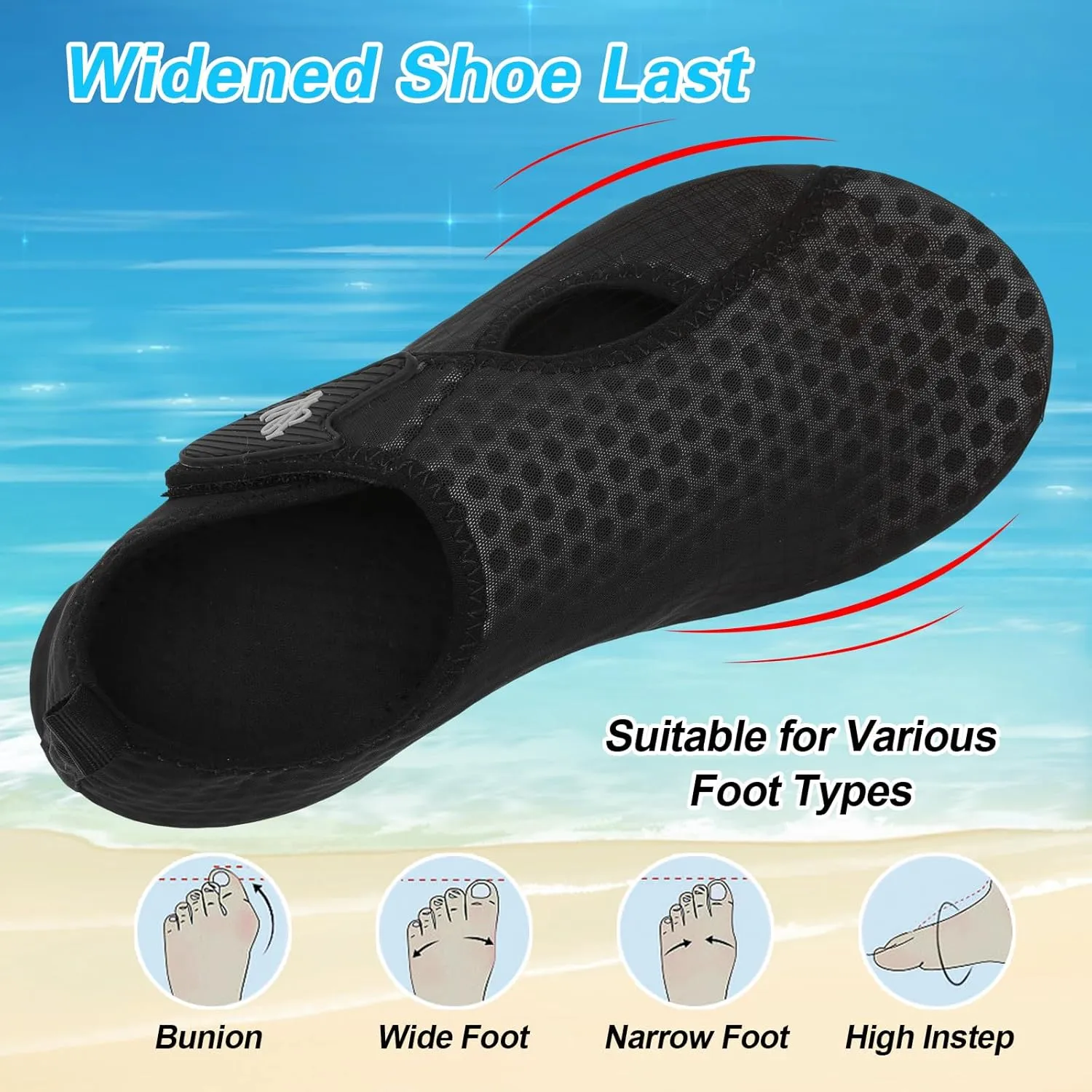 LeIsfIt Water Shoes for Women Men Wide Swim Beach Barefoot Shoes Quick Dry Aqua Socks for Pool Diving Boating River Yoga Lake Surf