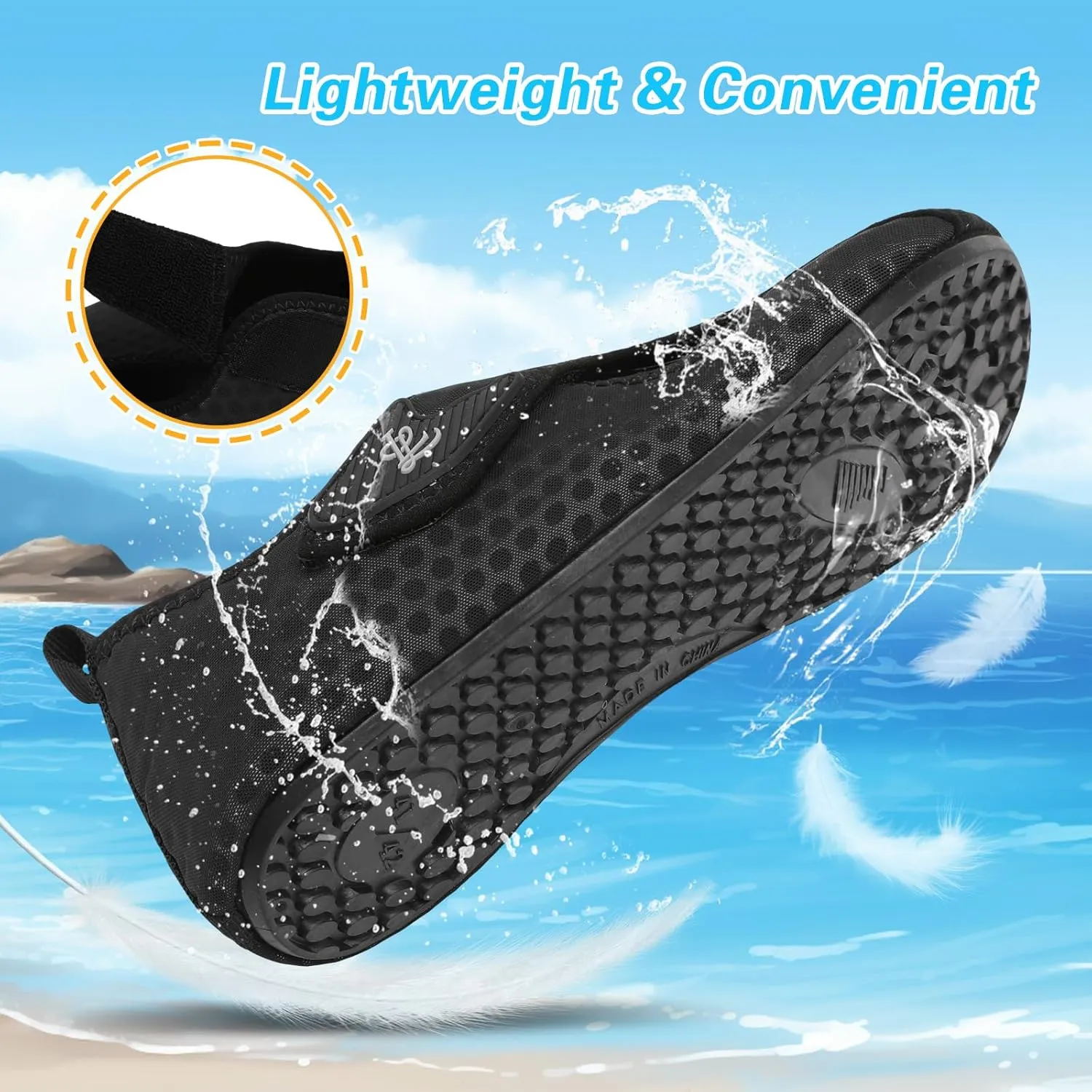 LeIsfIt Water Shoes for Women Men Wide Swim Beach Barefoot Shoes Quick Dry Aqua Socks for Pool Diving Boating River Yoga Lake Surf